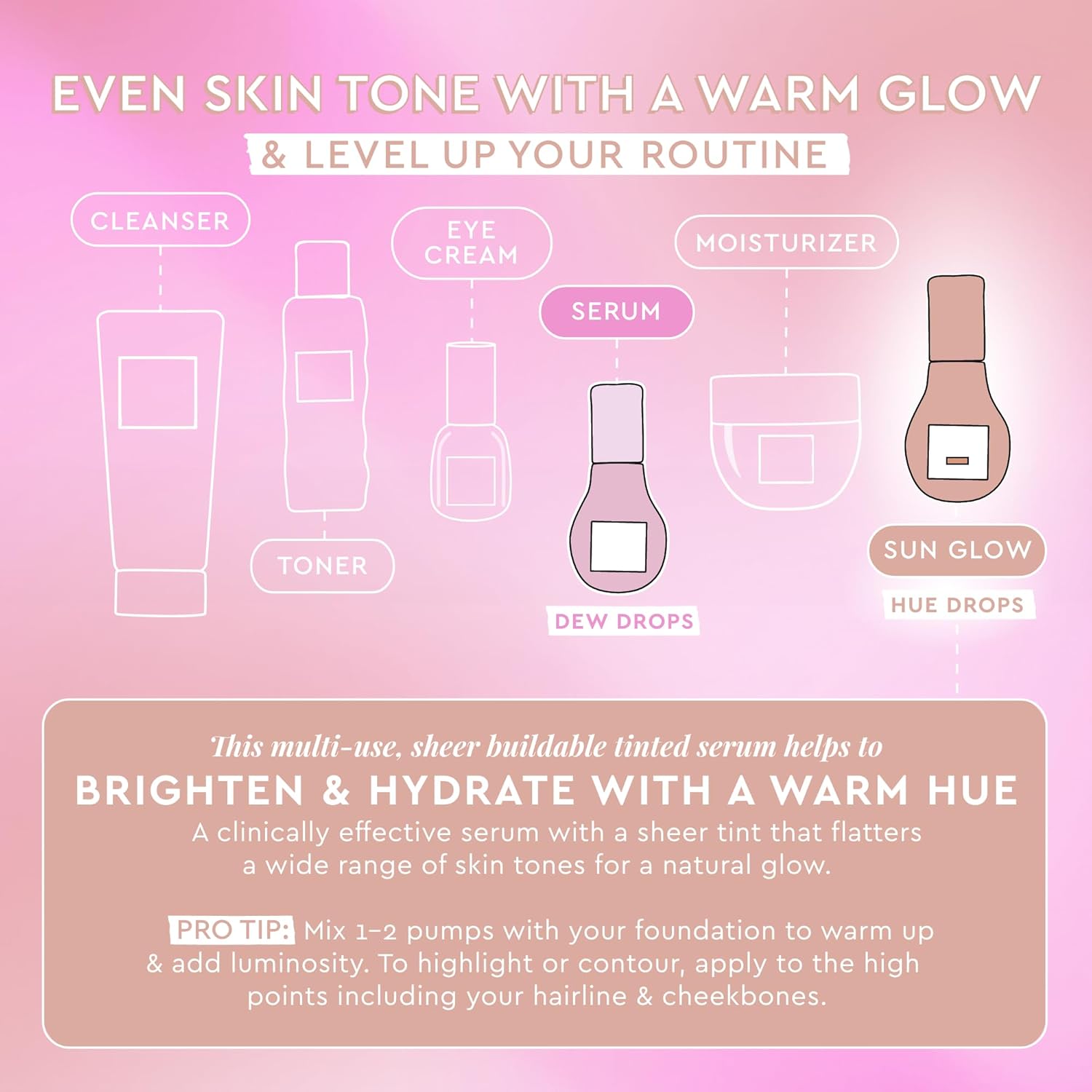 BRILLO GLOW RECIPE HUE DROPS - MINI SUERO FACIAL CON TINTE - GOTAS BRONCEADORAS PARA ILUMINAR E HIDRATAR - PREBASE - 5