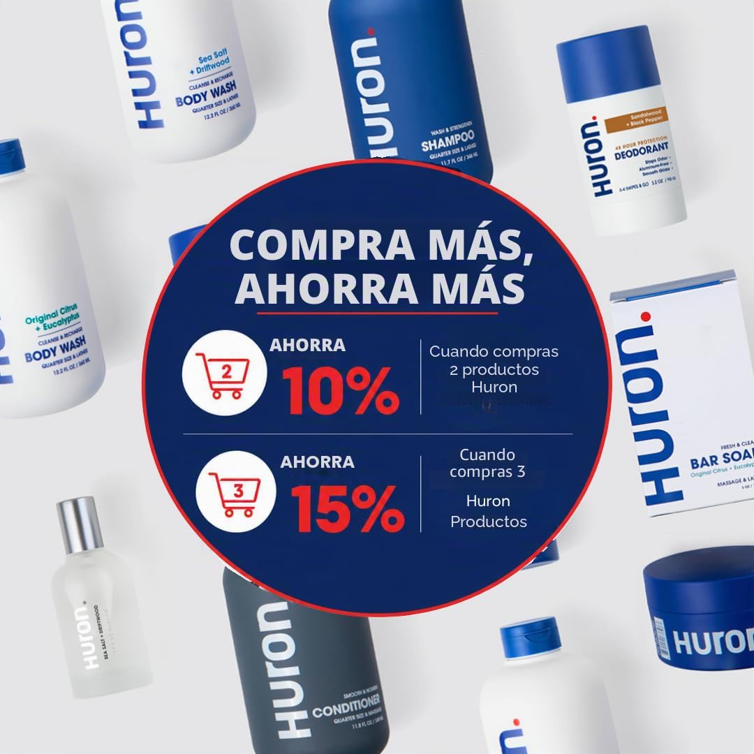 HURON CHAMPÚ ACONDICIONADOR PARA TODO TIPO DE CABELLO PAQUETE DE 2 11.4 ONZAS - 3