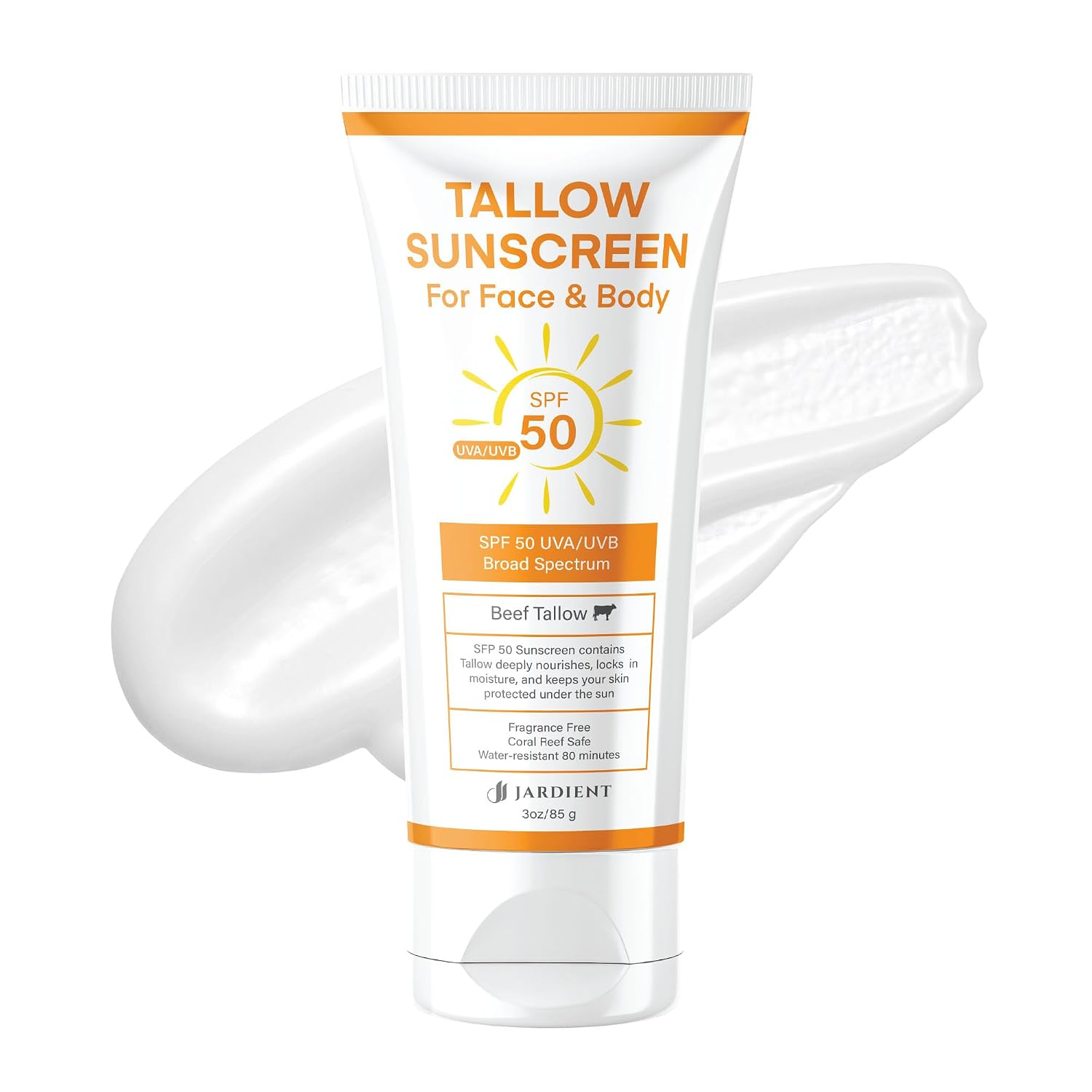 PROTECTOR SOLAR DE SEBO DE RES SPF 50 CON MINERAL: PROTECCIÓN SOLAR INSTANTÁNEA, ÓXIDO DE ZINC NO NANO, BLOQUEADOR SOLAR SIN - 1