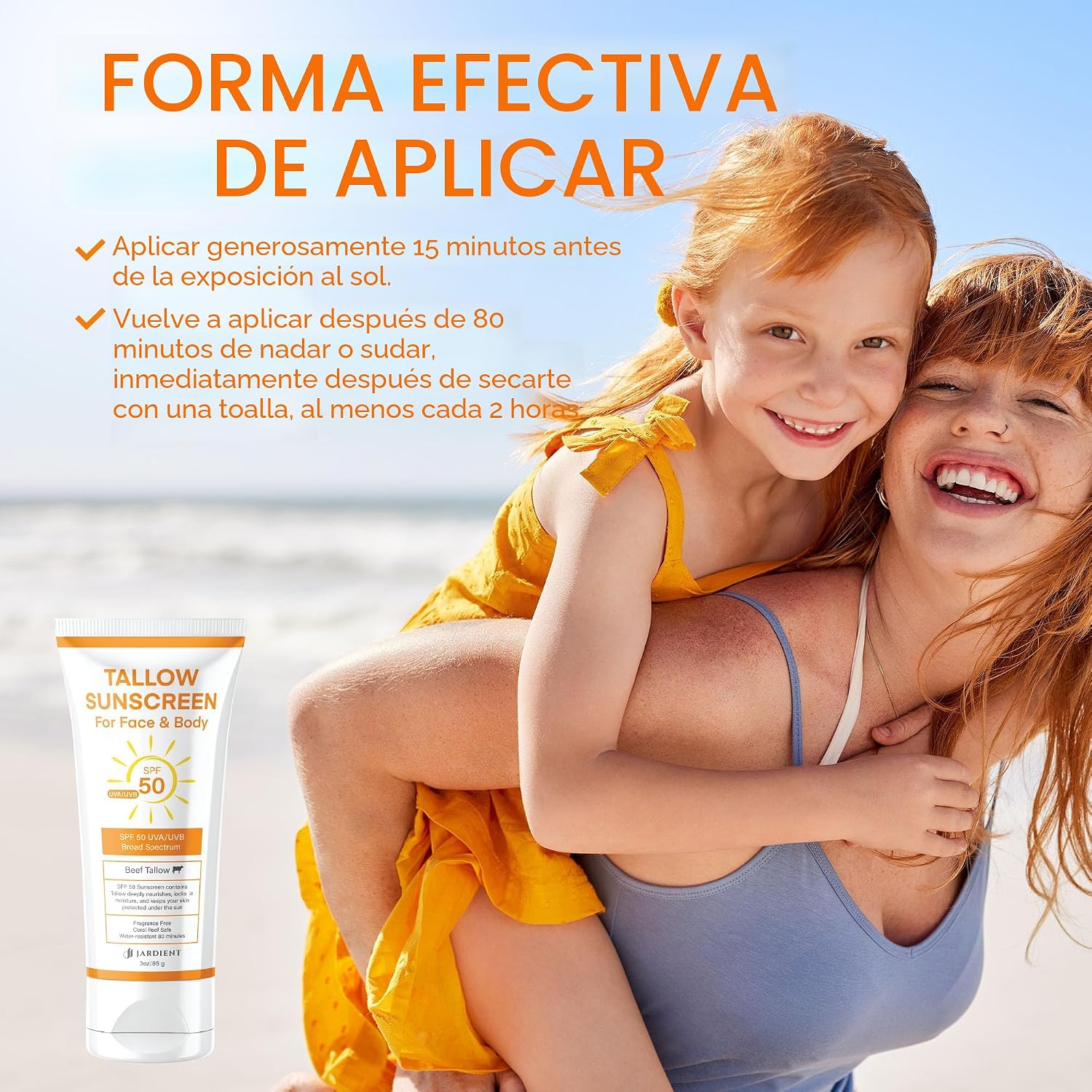 PROTECTOR SOLAR DE SEBO DE RES SPF 50 CON MINERAL: PROTECCIÓN SOLAR INSTANTÁNEA, ÓXIDO DE ZINC NO NANO, BLOQUEADOR SOLAR SIN - 4
