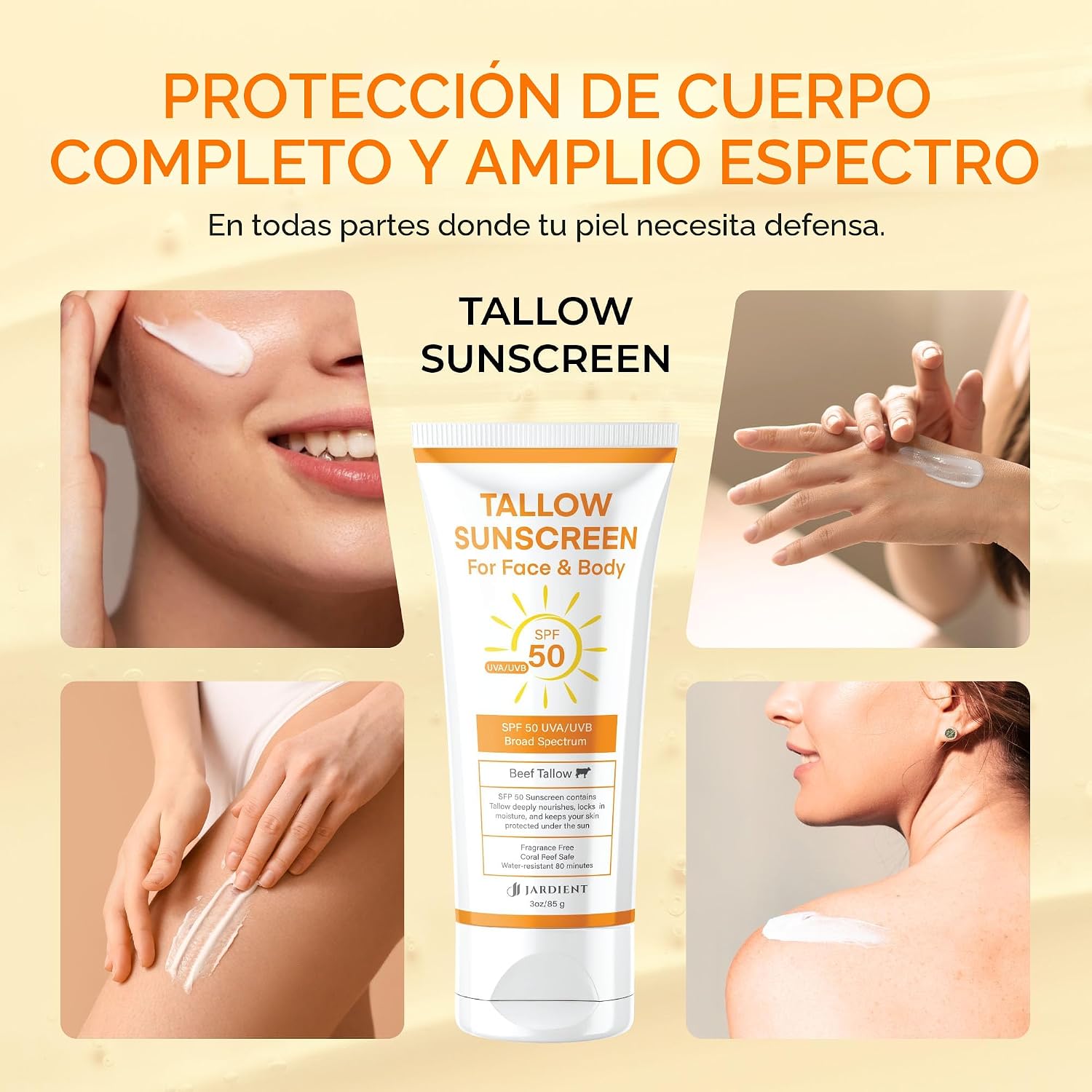 PROTECTOR SOLAR DE SEBO DE RES SPF 50 CON MINERAL: PROTECCIÓN SOLAR INSTANTÁNEA, ÓXIDO DE ZINC NO NANO, BLOQUEADOR SOLAR SIN - 6