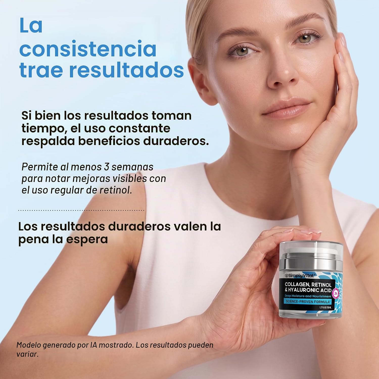 SIMPLYVITAL CREMA HIDRATANTE FACIAL RETINOL COLÁGENO ÁCIDO HIALURÓNICO 1.7 OZ - 7