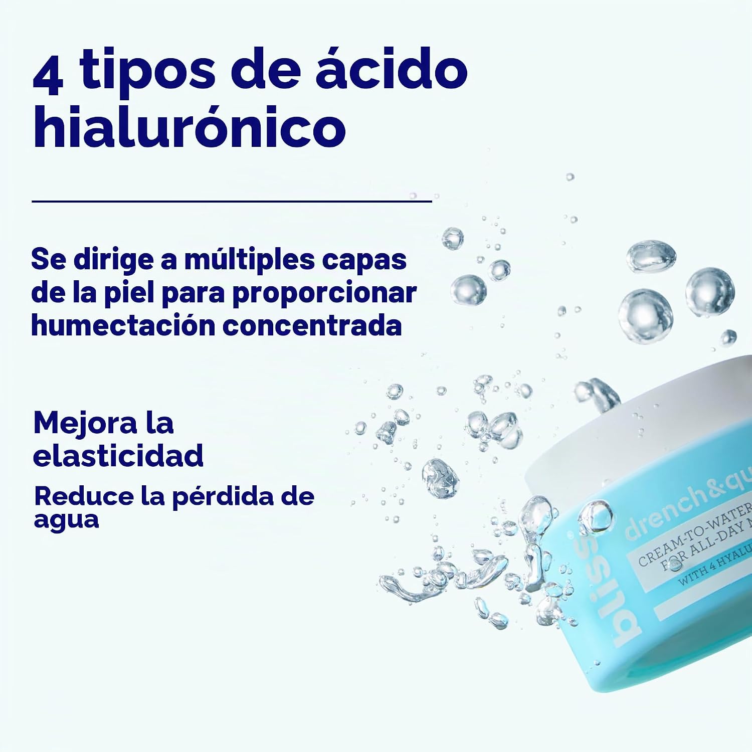 BLISS DRENCH Y QUENCH - CREMA DE ÁCIDO HIALURÓNICO PARA HIDRATACIÓN DE LA PIEL CREMA FACIAL LIGERA CON 4 TIPOS DE ÁCIDO - 3