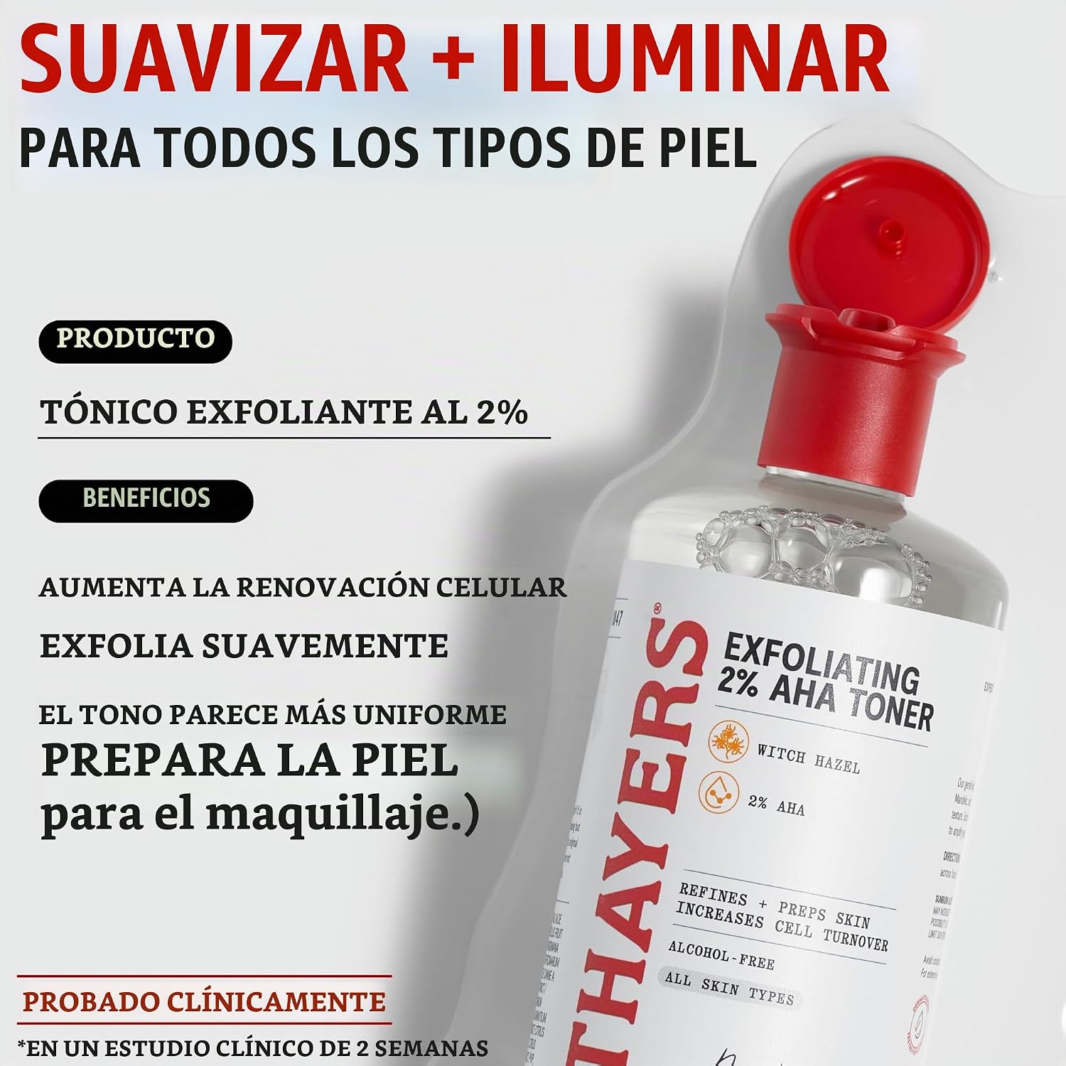 THAYERS TÓNICO EXFOLIANTE E ILUMINADOR AHA AL 2% CON ÁCIDO GLICÓLICO, ÁCIDO LÁCTICO Y HAMAMELIS, SUAVIZANTE Y REFINADOR - 2