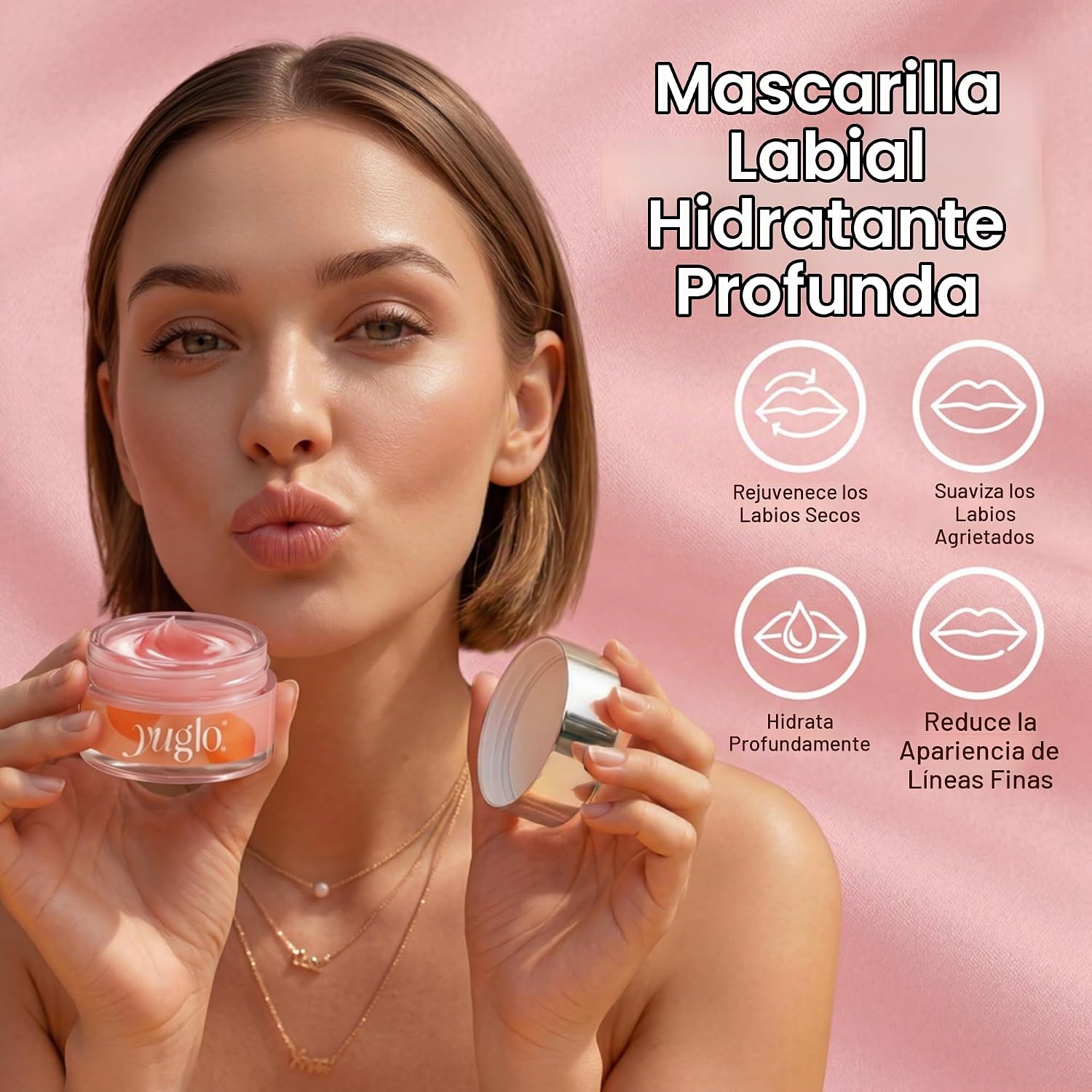 YUGLO MĂSCARA PARA DORMIR DE LABIOS SABOR MELOCOTĂN TRATAMIENTO LABIAL HIDRATANTE Y CALMANTE PARA LABIOS SECOS Y AGRIETADOS - 3