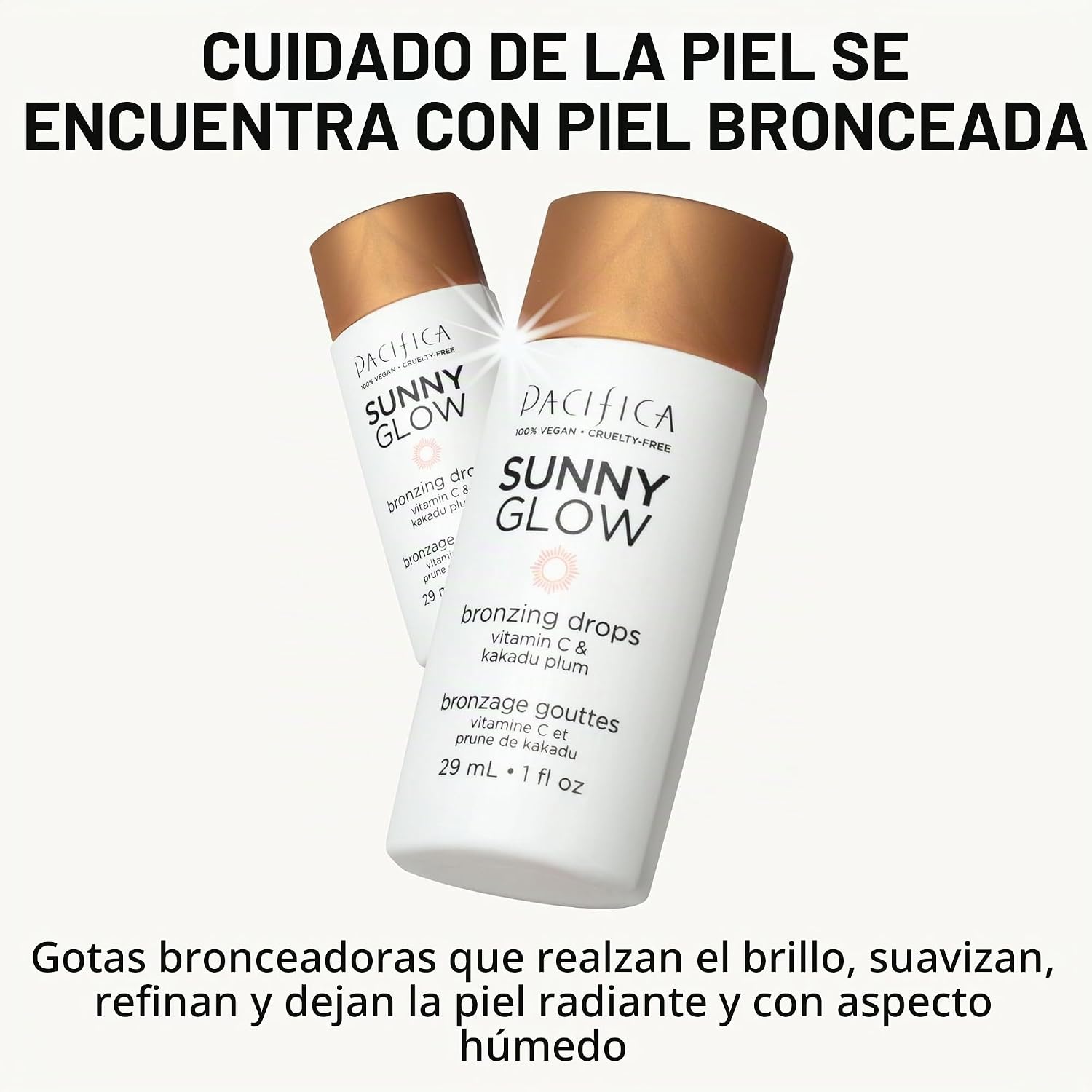 PACIFICA SUNNY BRILLO GLOW GOTAS LÍQUIDAS DE BRONCEADOR FACIAL - MAQUILLAJE FACIAL DE BRONCEADO PARA LA CARA Y LAS MEJILLAS - 2