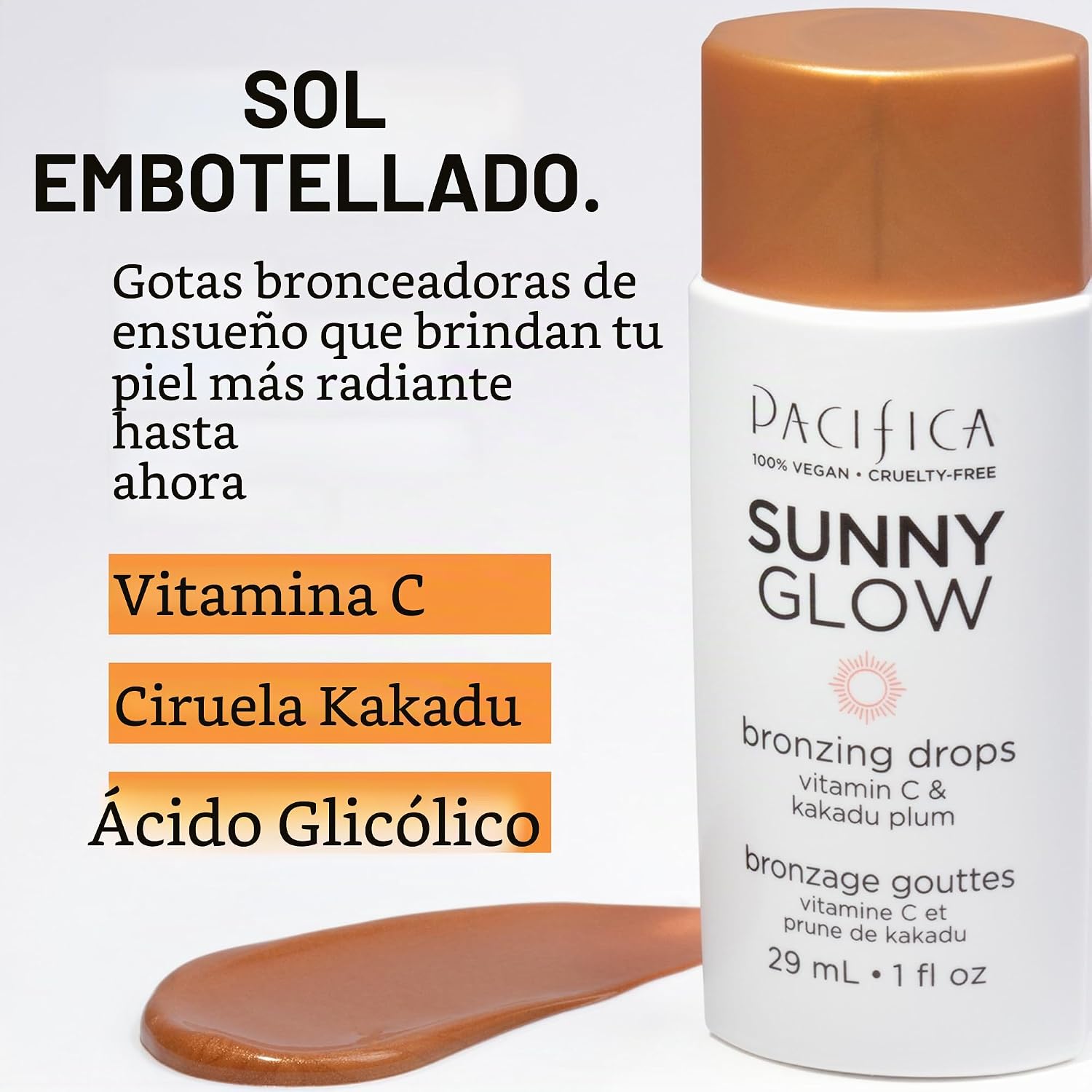PACIFICA SUNNY BRILLO GLOW GOTAS LÍQUIDAS DE BRONCEADOR FACIAL - MAQUILLAJE FACIAL DE BRONCEADO PARA LA CARA Y LAS MEJILLAS - 3