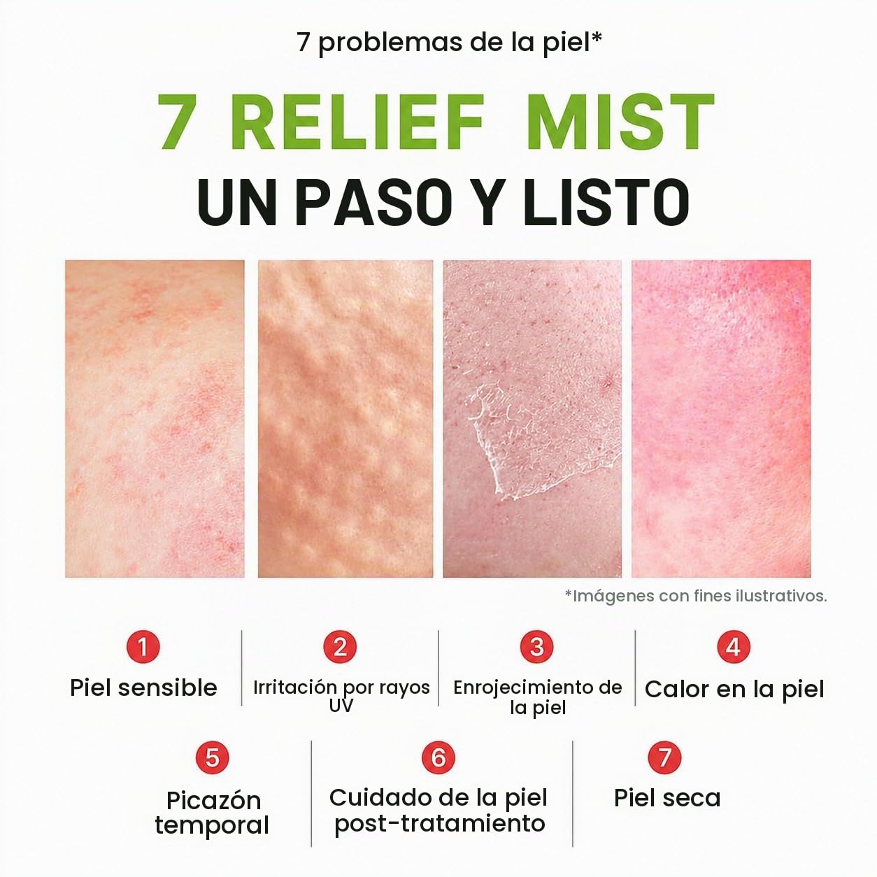 7 RELIEF - AMPOLLA FACIAL EN ESPRAY CUIDADO CALMANTE E HIDRATANTE INSTANTÁNEO CON EXTRACTOS PUROS DE CENTELLA PARA PIEL SECA - 4