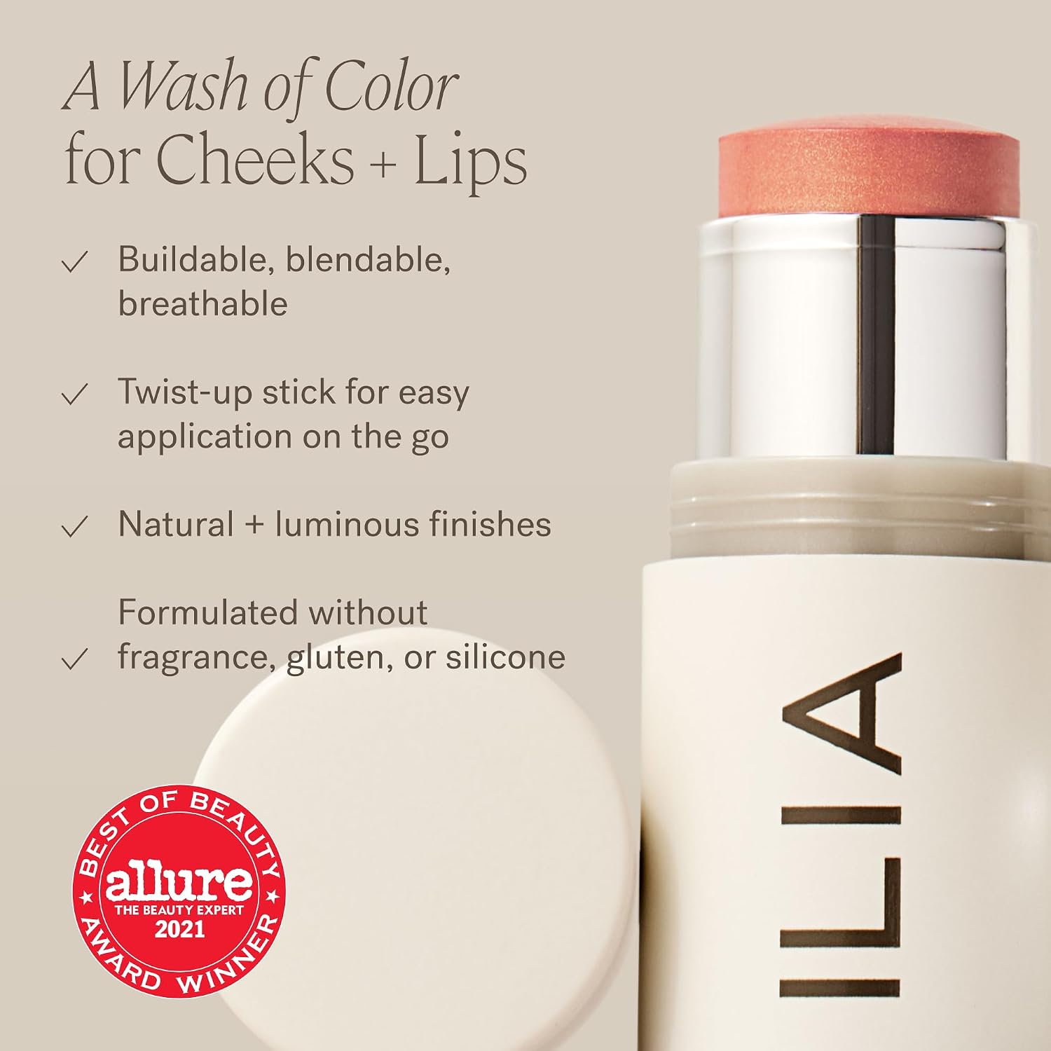 ILIA - MULTI-STICK PARA LABIOS MEJILLAS FÓRMULA DE COLOR CREMOSA Y DE CONSTRUCCIÓN MÚLTIPLE PARA TODO TIPO DE PIEL NUTRE, - 6