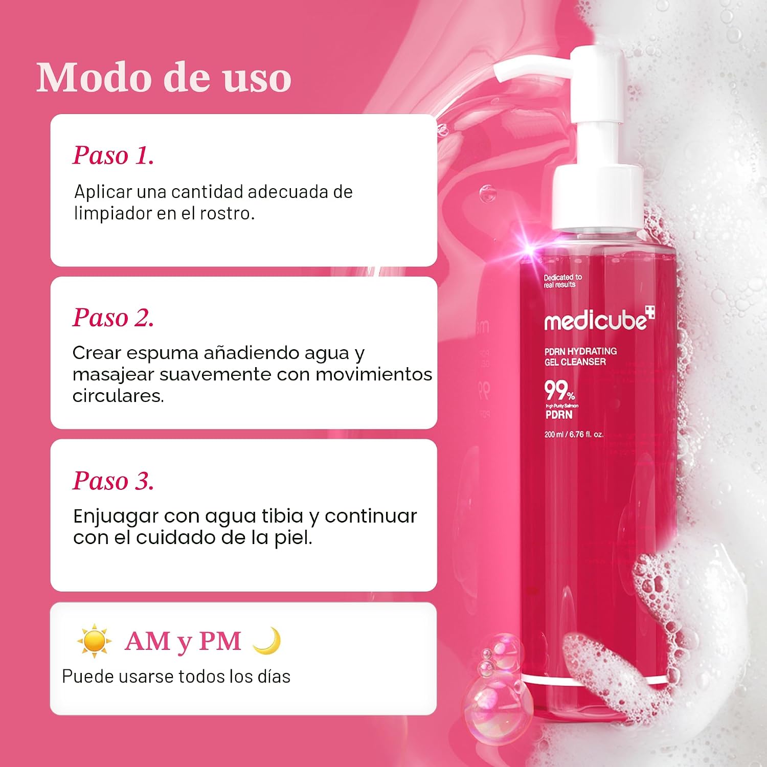 MEDICUBE PDRN JELLY TO FOAM LIMPIADOR FACIAL - LIMPIADOR HIDRATANTE SUAVE DE PH - 5