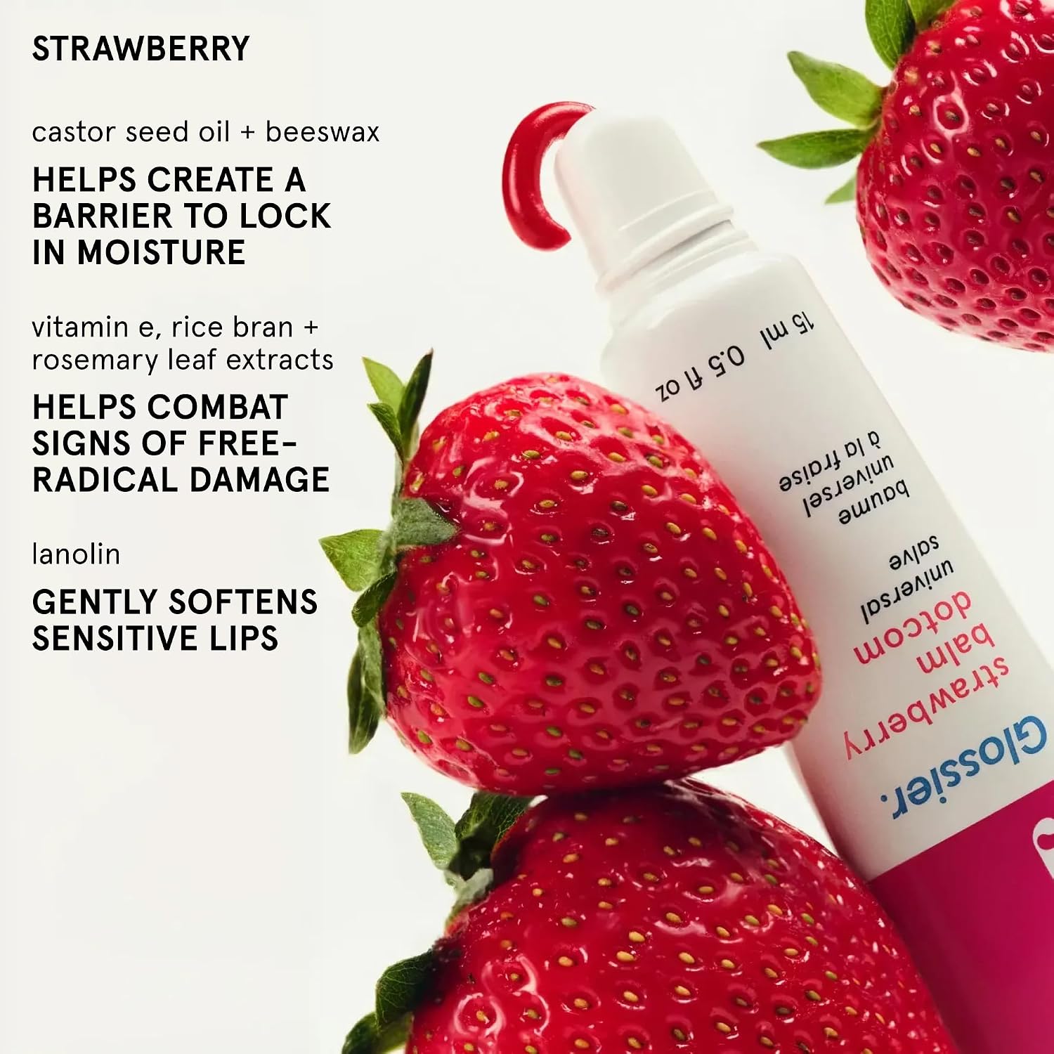 GLOSSIER BALM DOTCOM - BĂLSAMO LABIAL Y BĂLSAMO UNIVERSAL, TINTE ROSA DE MERMELADA DE FRESA - 4