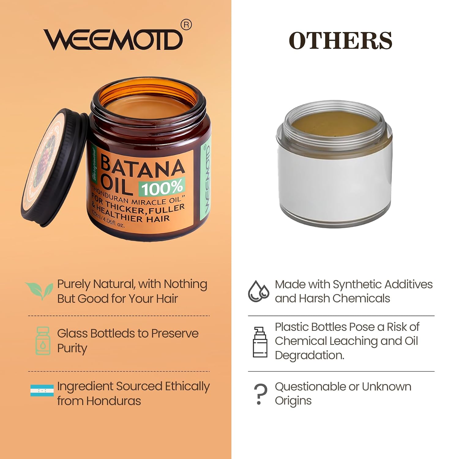 WEEMOTD ACEITE DE BATANA 100% CRUDO PARA CABELLO, ACEITE ACONDICIONADOR SIN REFINAR PARA CABELLO Y CUERO CABELLUDO - 3