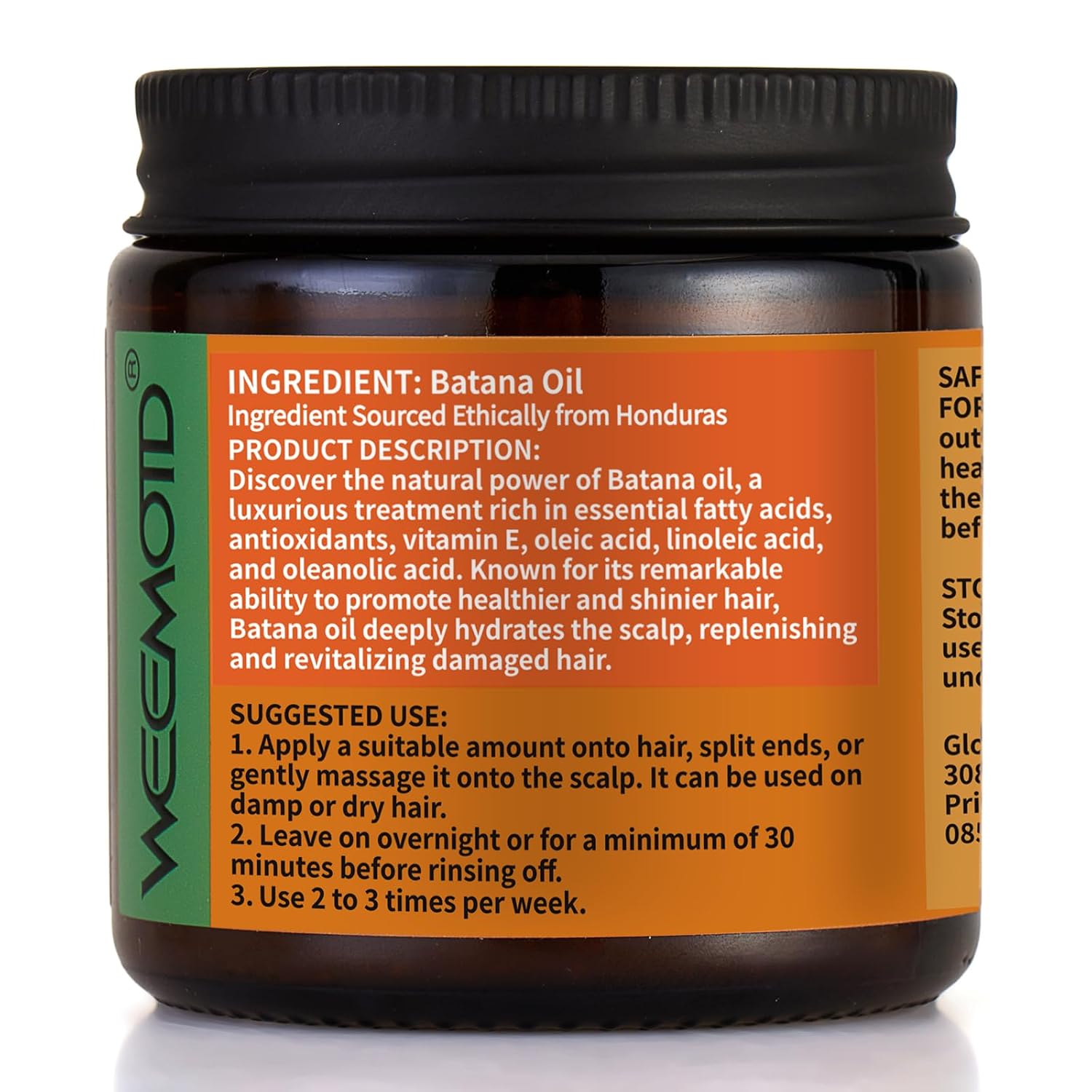 WEEMOTD ACEITE DE BATANA 100% CRUDO PARA CABELLO, ACEITE ACONDICIONADOR SIN REFINAR PARA CABELLO Y CUERO CABELLUDO - 6
