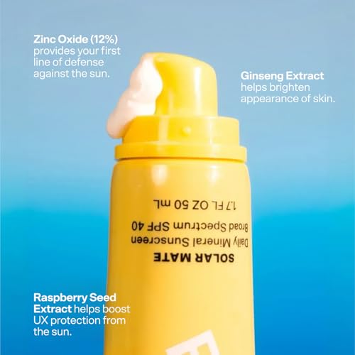 BUBBLE CUIDADO DE LA PIEL SOLAR MATE MINERAL - PROTECTOR SOLAR FACIAL DE AMPLIO ESPECTRO SPF 40 - PROTECTOR SOLAR DE ÓXIDO - 7