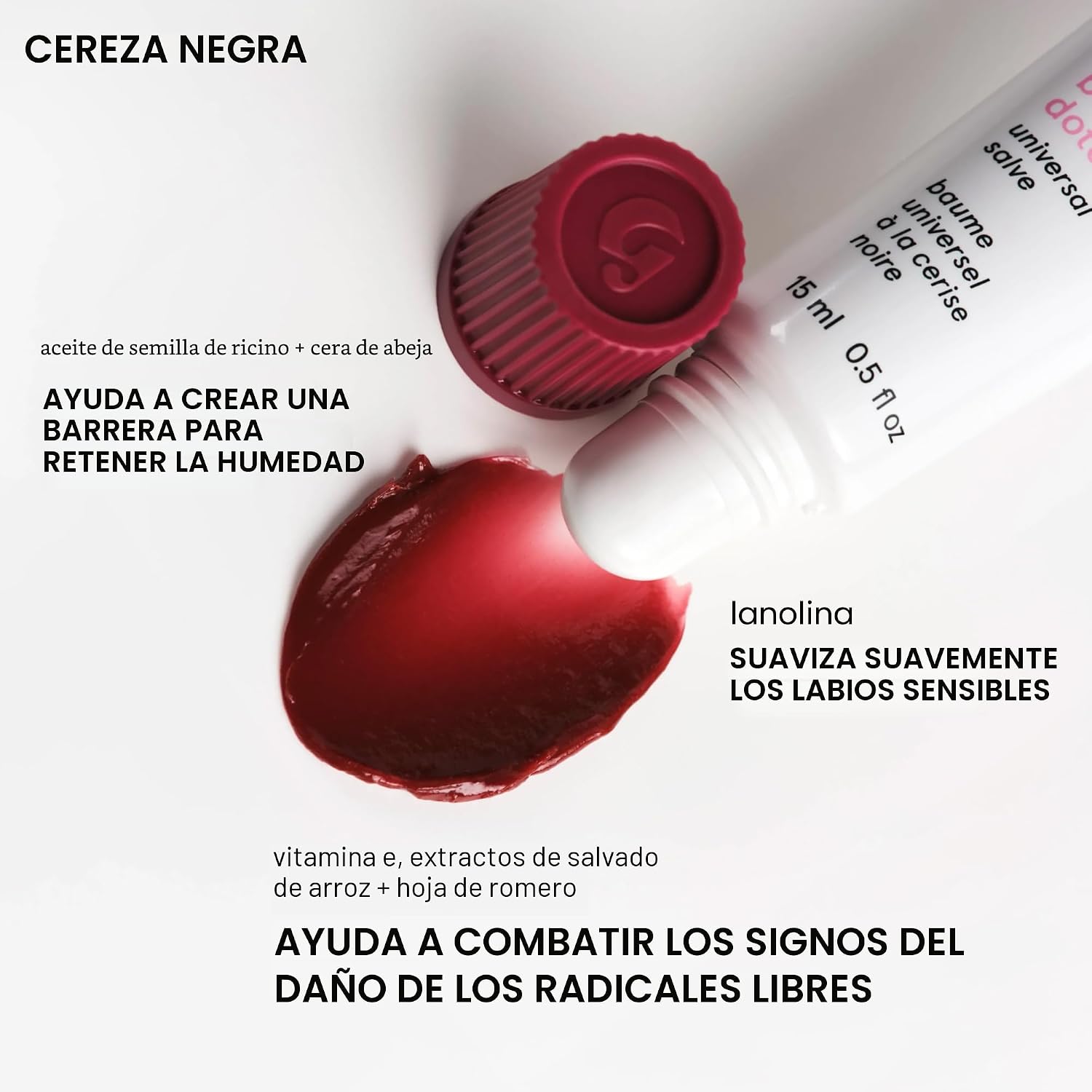 GLOSSIER BALM DOTCOM - BĂLSAMO LABIAL Y BĂLSAMO UNIVERSAL, TINTE NEGRO CEREZA BURDEOS - 4