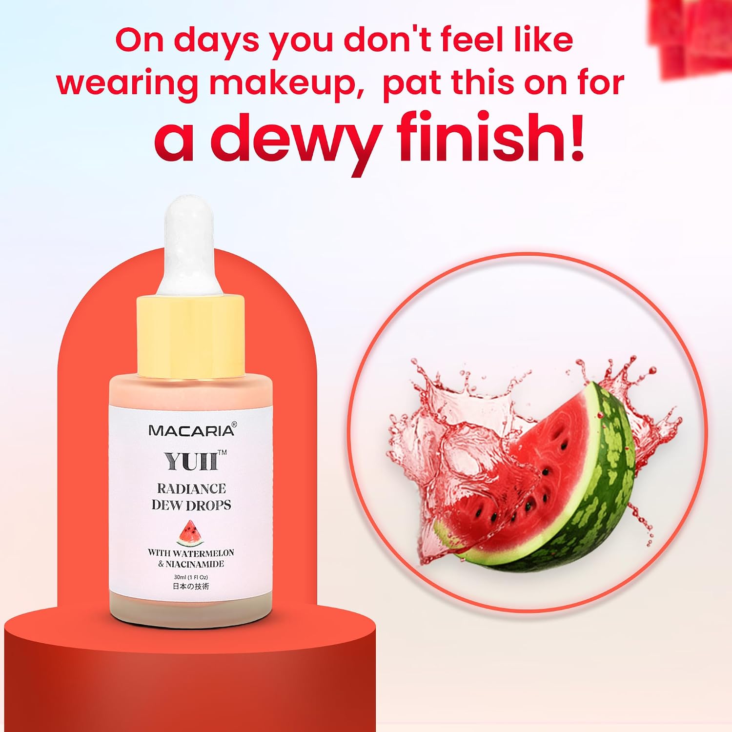 YUII DEW DROPS WATERMELON BRILLO GLOW NIACINAMIDE DEW DROPS - SUERO FACIAL - PRIMER DE MAQUILLAJE DE VIAJE E ILUMINADOR - 5