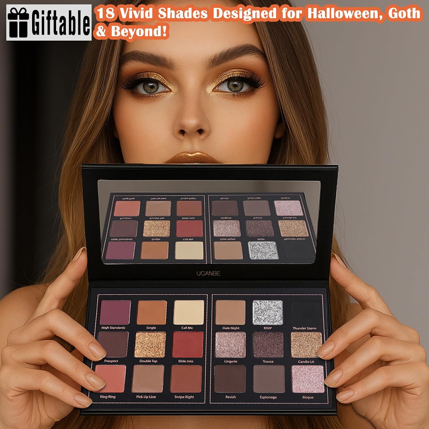 PRISM MAKEUP PALETA DE MAQUILLAJE DE SOMBRA DE OJOS MATE PRO 18 COLORES CON BRILLO PIGMENTADO Y PURPURINA, SOMBRA EN POLVO - 2