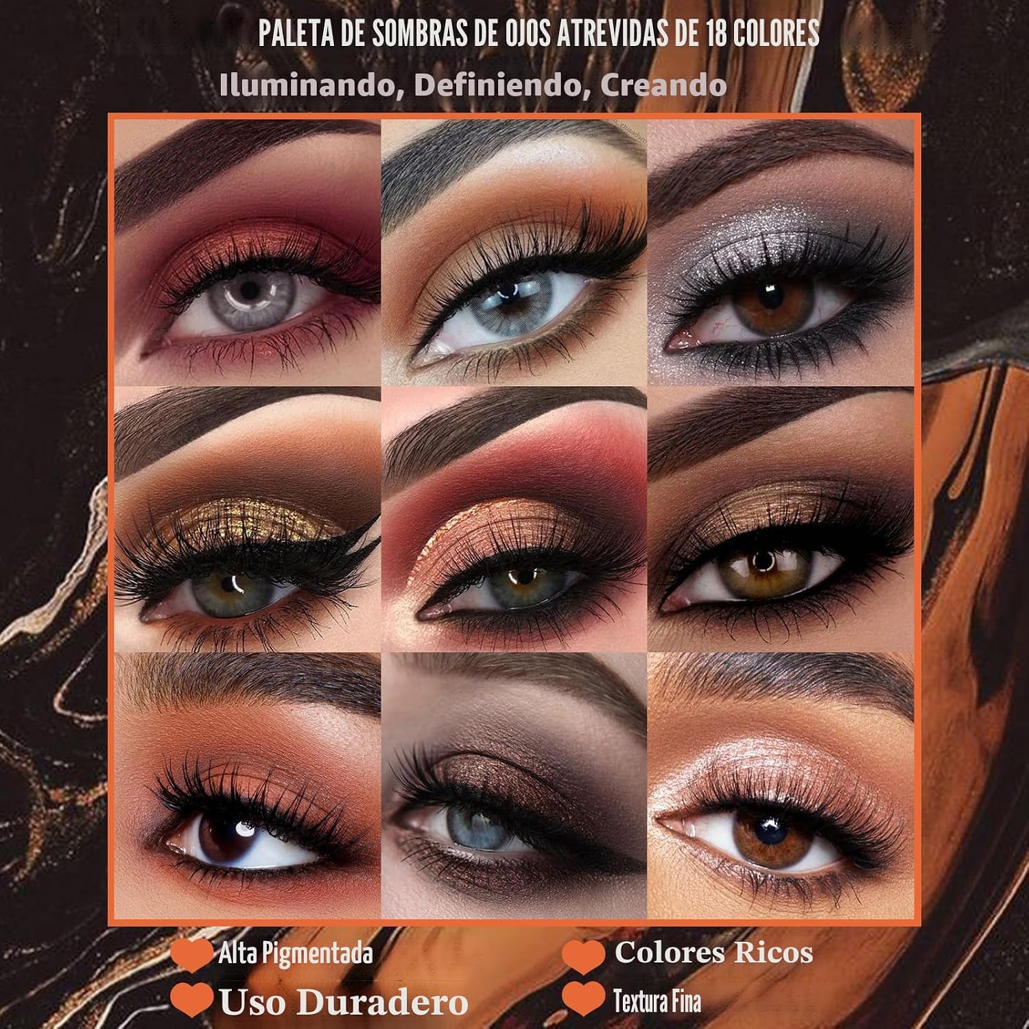 PRISM MAKEUP PALETA DE MAQUILLAJE DE SOMBRA DE OJOS MATE PRO 18 COLORES CON BRILLO PIGMENTADO Y PURPURINA, SOMBRA EN POLVO - 5