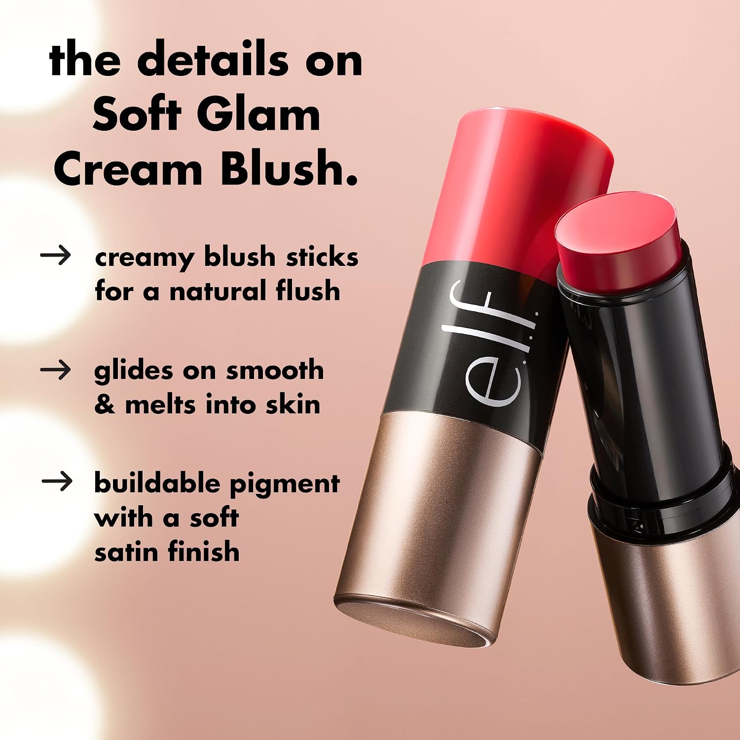 E.L.F. SOFT GLAM CREMA RUBOR MAQUILLAJE STICK, RUBOR CREMA PARA CONSTRUIR PARA UN ACABADO NATURAL Y SATINADO, FABRICADO - 2