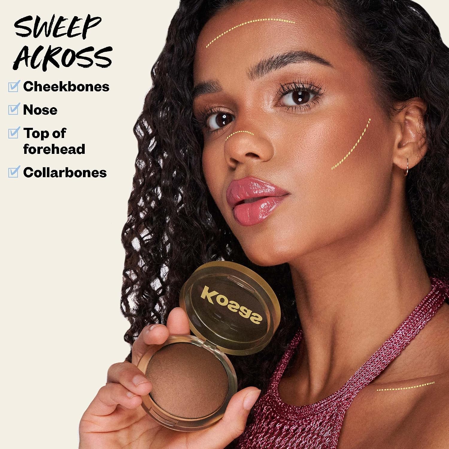 KOSAS SUN SHOW GLOWY WARMTH BAKED BRONZER - POLVO CONTORNEADOR PARA PÓMULOS, NARIZ Y MANDÍBULA, ENRIQUECIDO CON ÁCIDOS - 3