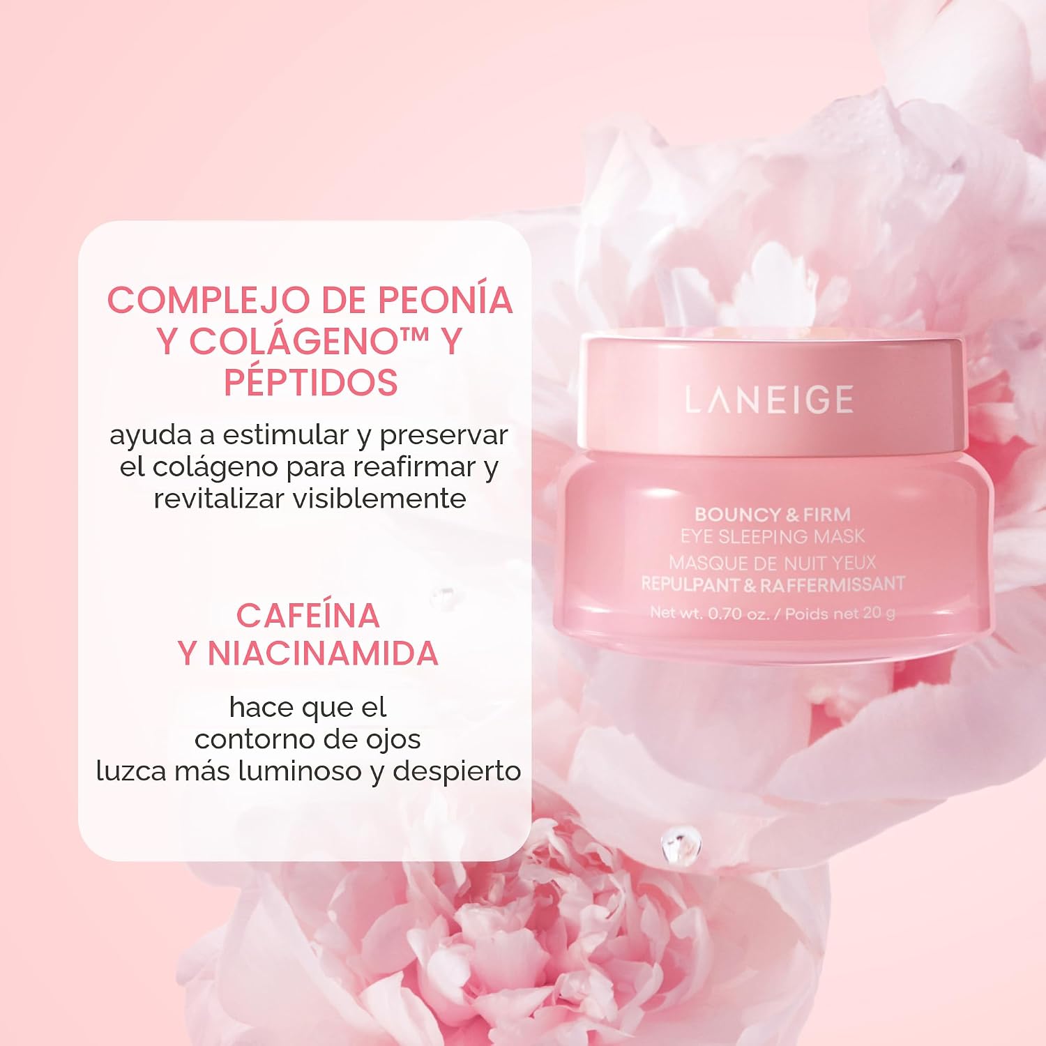LANEIGE MÁSCARA DE DORMIR PARA OJOS BOUNCY Y FIRM: DESINFLAMA Y DA FIRMEZA CON COMPLEJO DE PEONÍA Y COLÁGENO, CERAMIDA - 5
