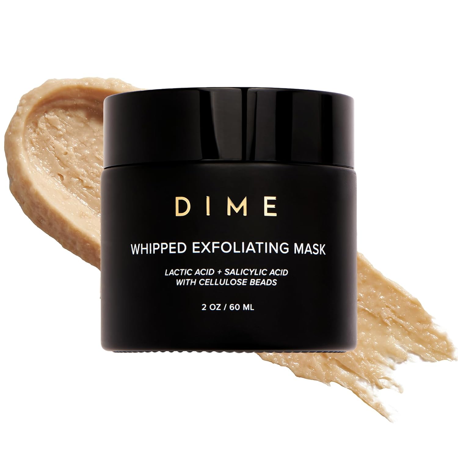 DIME BEAUTY WHIPPED - MASCARILLA EXFOLIANTE FACIAL Y LIMPIADOR, EXFOLIANTE DE ÁCIDO LÁCTICO Y ÁCIDO SALICÍLICO, 2 ONZAS / - 1