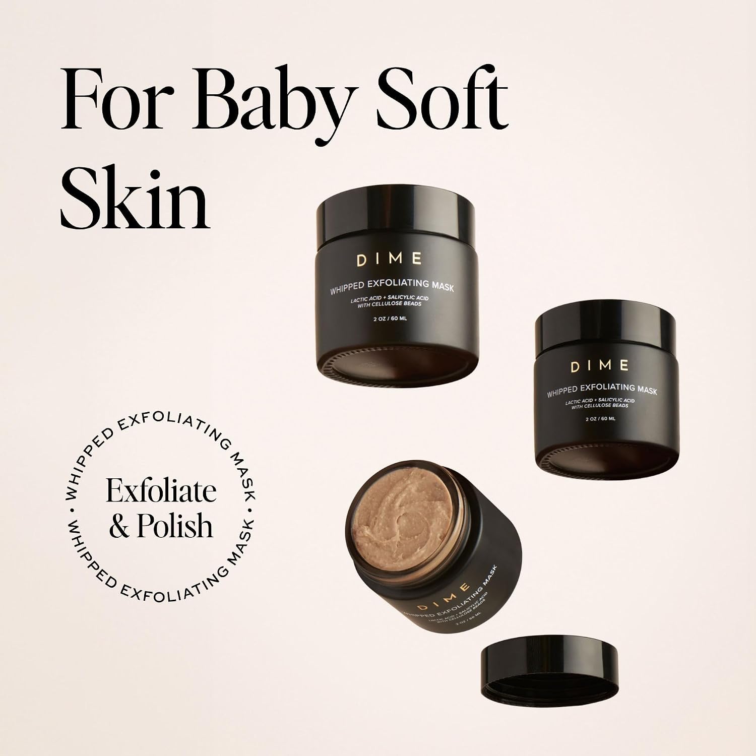 DIME BEAUTY WHIPPED - MASCARILLA EXFOLIANTE FACIAL Y LIMPIADOR, EXFOLIANTE DE ÁCIDO LÁCTICO Y ÁCIDO SALICÍLICO, 2 ONZAS / - 5