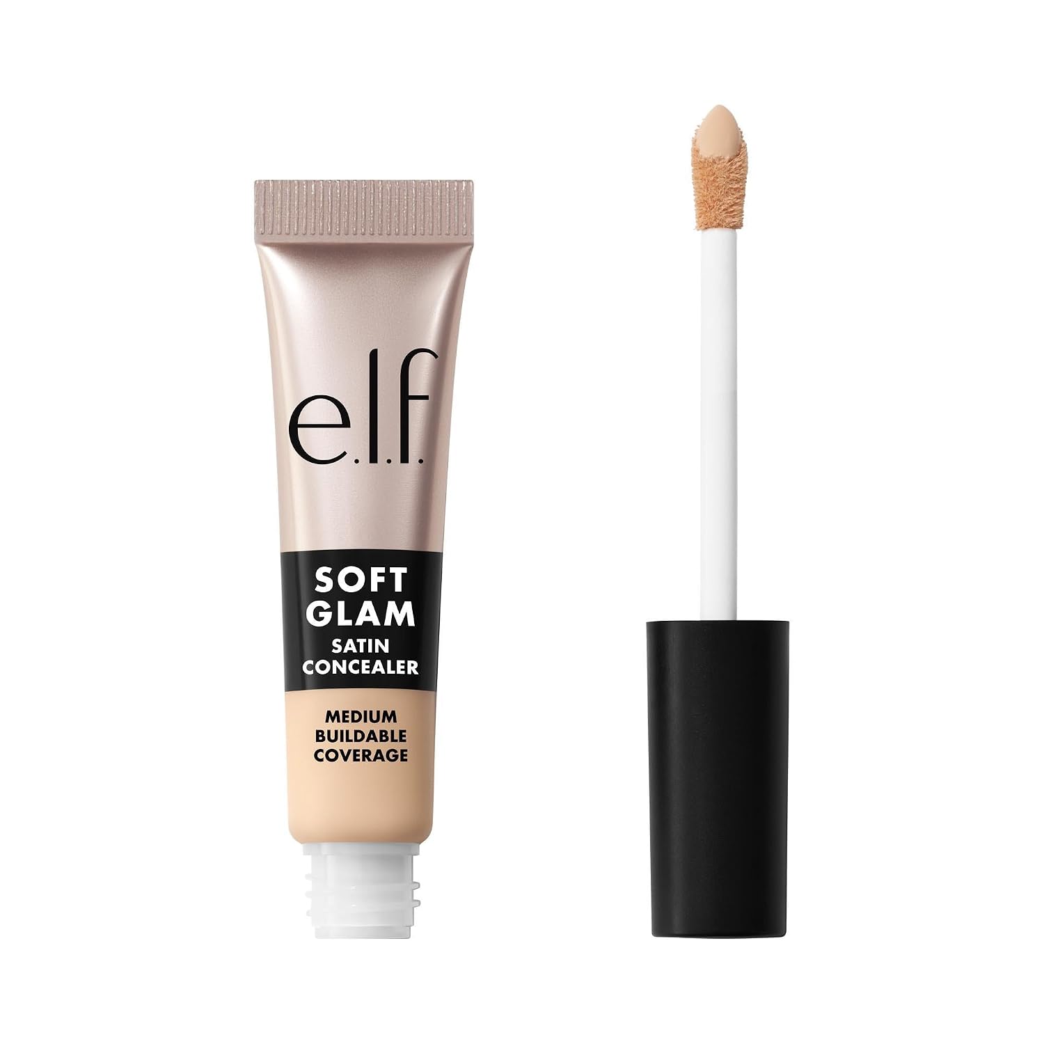 E.L.F. CORRECTOR DE SATÉN SOFT GLAM, COBERTURA MEDIA PARA MANCHAS Y DEBAJO DE LOS OJOS, RESISTENTE A LAS ARRUGAS, DE LARGA - 1