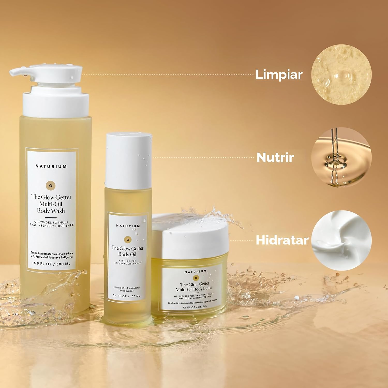 NATURIUM THE BRILLO GLOW GETTER ACEITE CORPORAL, MULTI-ACEITE PARA NUTRICIÓN INTENSA, FÓRMULA HIDRATANTE Y HUMECTANTE, - 6