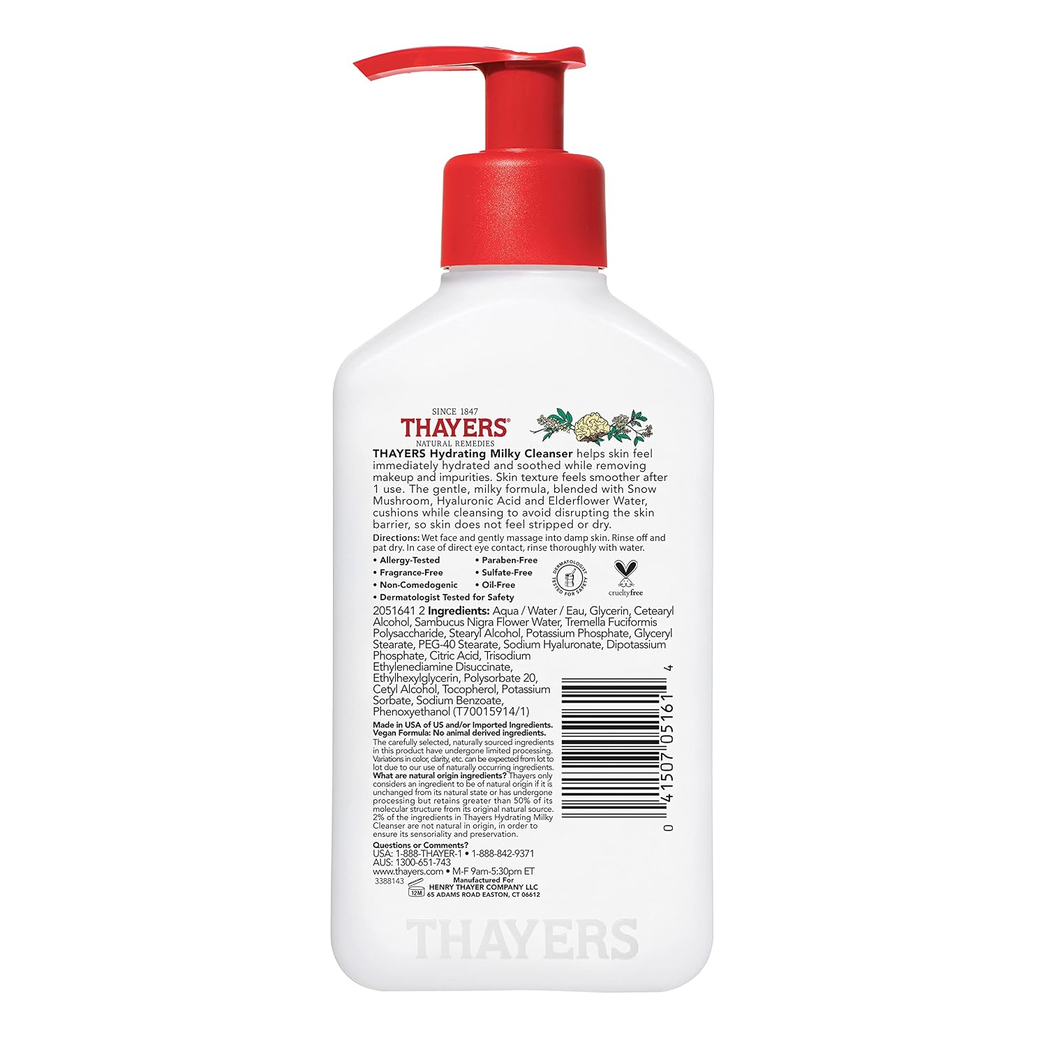THAYERS LIMPIADOR FACIAL HIDRATANTE LECHOSO CON HONGO DE NIEVE TREMELLA Y ÁCIDO HIALURÓNICO, LAVADO FACIAL SUAVE RECOMENDADO - 7