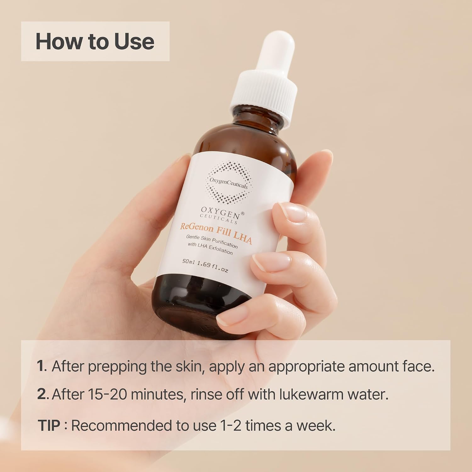 OXYGENCEUTICALS REGENON FILL LHA - SUERO EXFOLIANTE SUAVE LHA CON 0.7% DE ÁCIDO CAPRILOIL SALICÍLICO E IDEBENONA, - 4