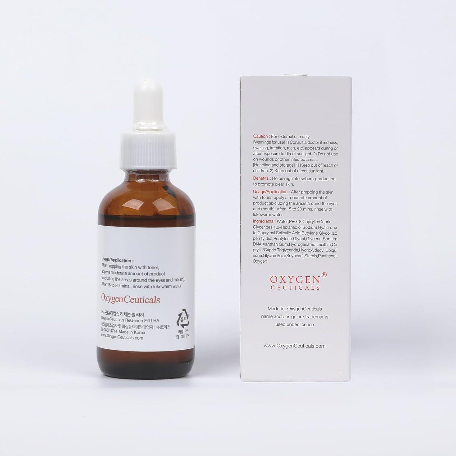 OXYGENCEUTICALS REGENON FILL LHA - SUERO EXFOLIANTE SUAVE LHA CON 0.7% DE ÁCIDO CAPRILOIL SALICÍLICO E IDEBENONA, - 7