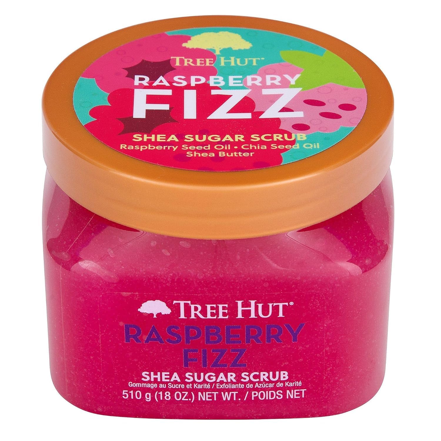 TREE HUT RASPBERRY FIZZ - EXFOLIANTE DE AZÚCAR DE KARITÉ, 18 ONZAS, EXFOLIANTE HIDRATANTE Y HUMECTANTE PARA EL CUERPO - 2
