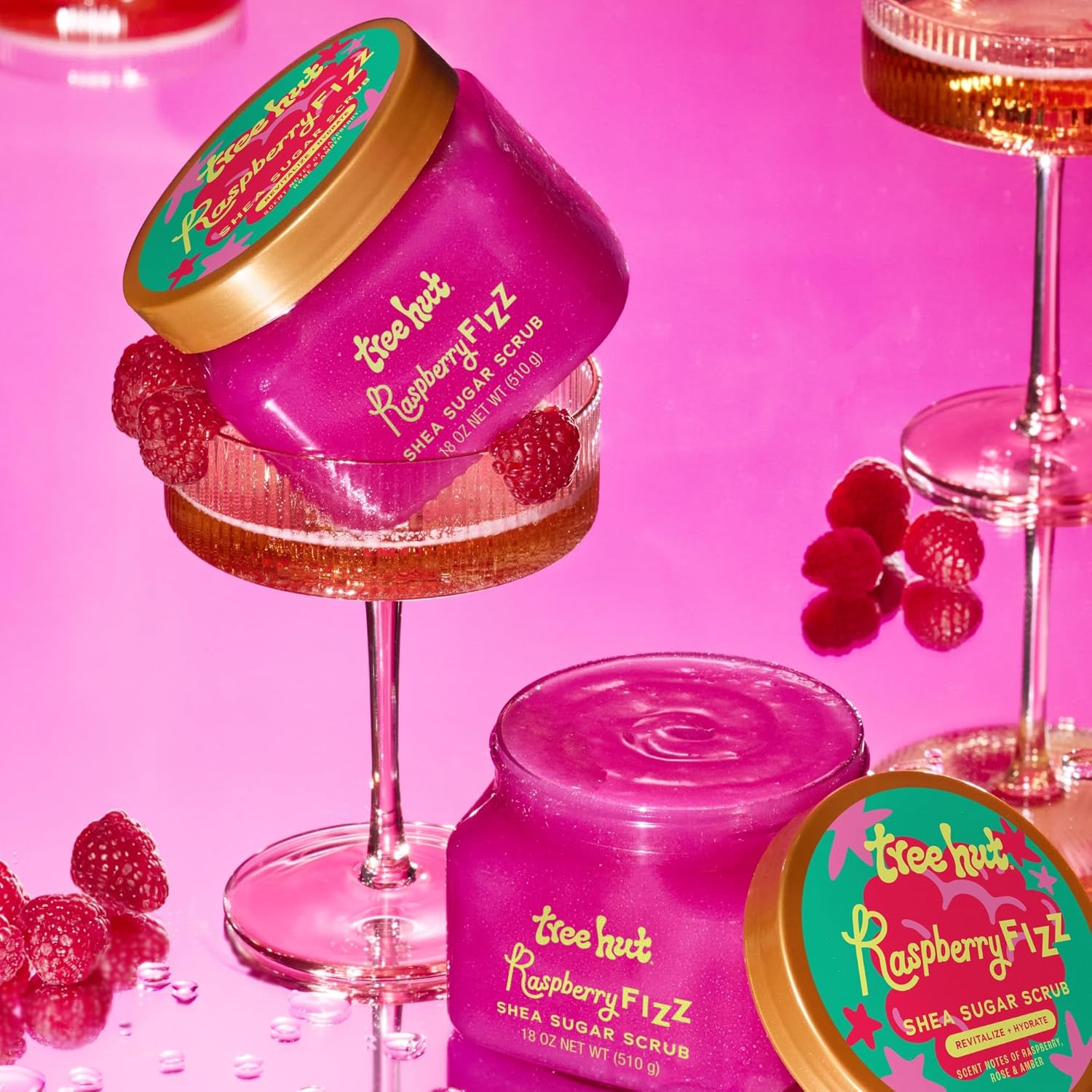 TREE HUT RASPBERRY FIZZ - EXFOLIANTE DE AZÚCAR DE KARITÉ, 18 ONZAS, EXFOLIANTE HIDRATANTE Y HUMECTANTE PARA EL CUERPO - 7
