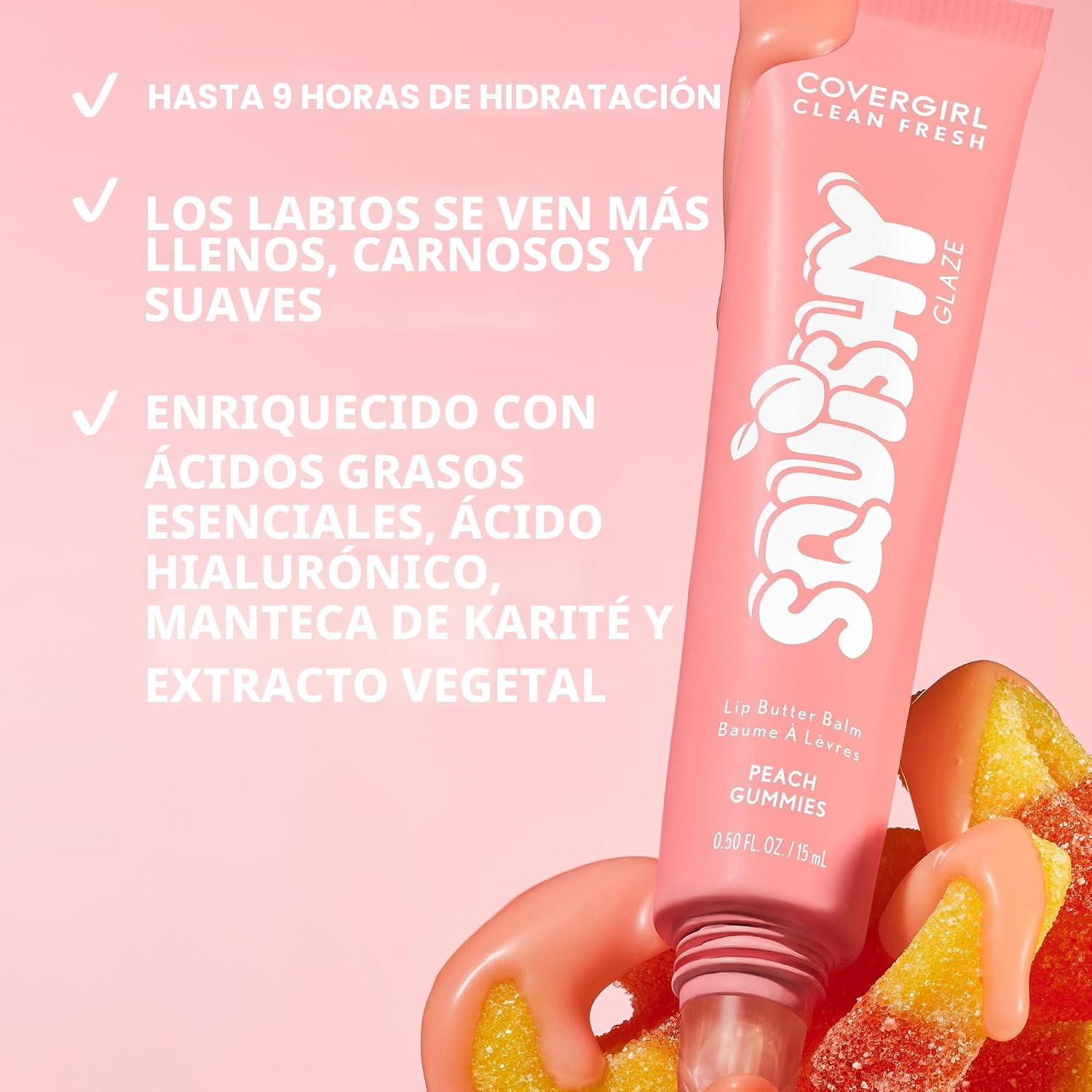 COVERGIRL CLEAN FRESH SQUISHY GLAZE LIP BUTTER BALM, SABORIZADO, ANTIADHERENTE, CON VITAMINA E Y MANTECA DE KARITÉ, 180 - 3