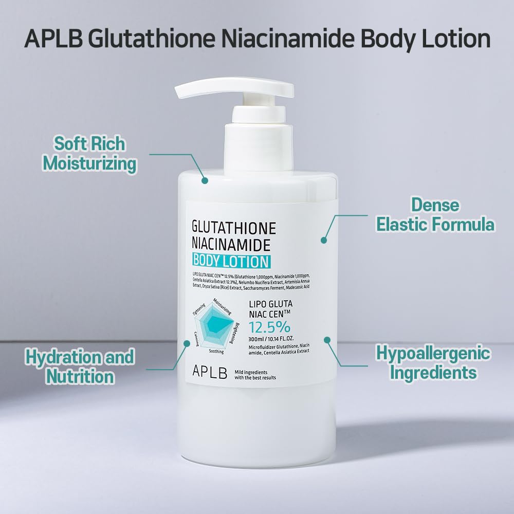 APLB GLUTATIÓN NIACINAMIDA LOCIÓN CORPORAL LIPO GLUTA NIAC CEN 12.5% 10.14 FL.OZ/CUIDADO DE LA PIEL COREANO, HIDRATACIÓN - 6