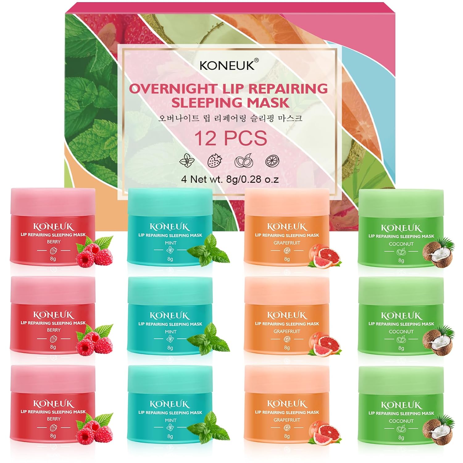 JUEGO DE 12 MASCARILLAS NOCTURNAS PARA LABIOS, TRATAMIENTO LABIAL DE UNA NOCHE, MASCARILLA LABIAL NUTRITIVA E HIDRATANTE - 1
