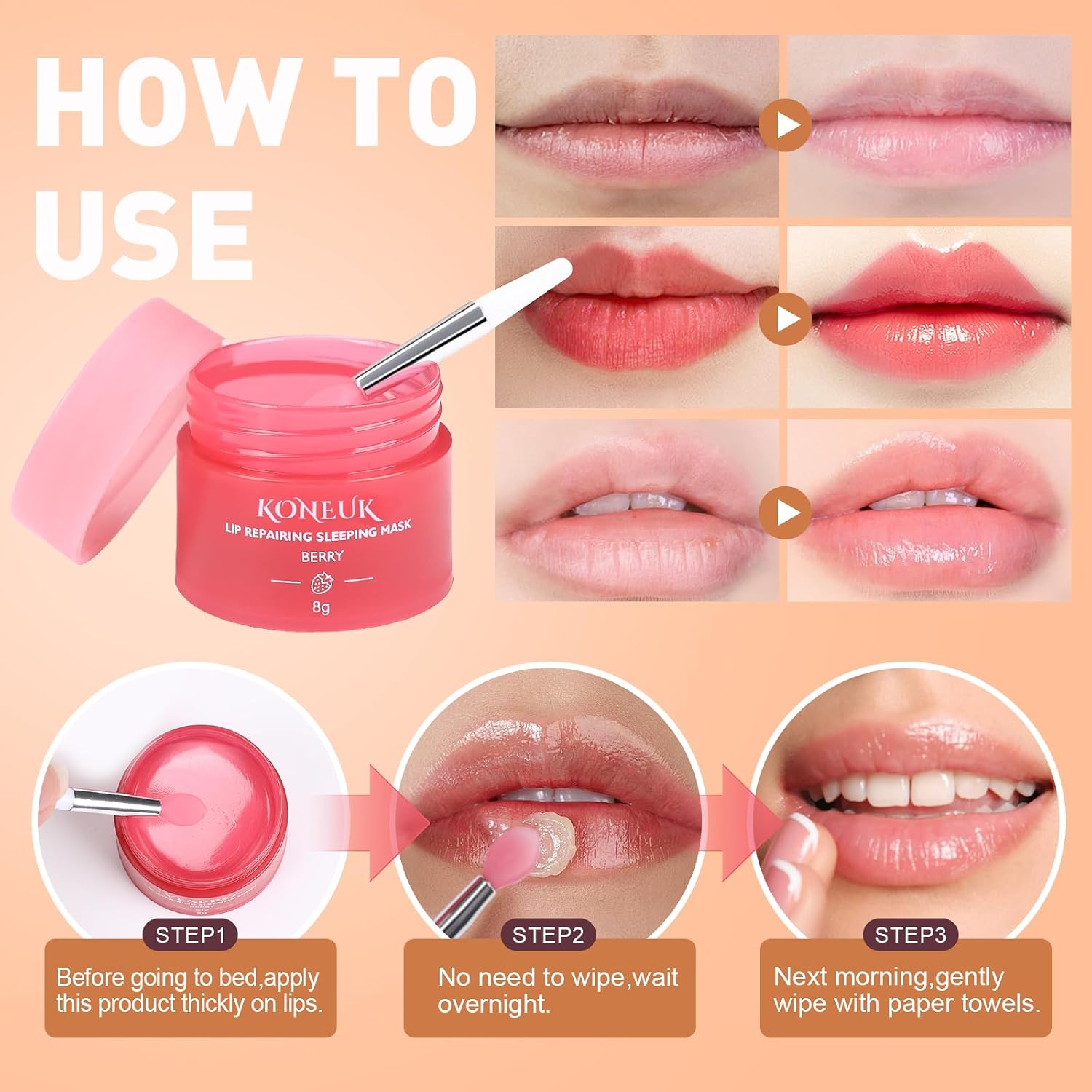 JUEGO DE 12 MASCARILLAS NOCTURNAS PARA LABIOS, TRATAMIENTO LABIAL DE UNA NOCHE, MASCARILLA LABIAL NUTRITIVA E HIDRATANTE - 5