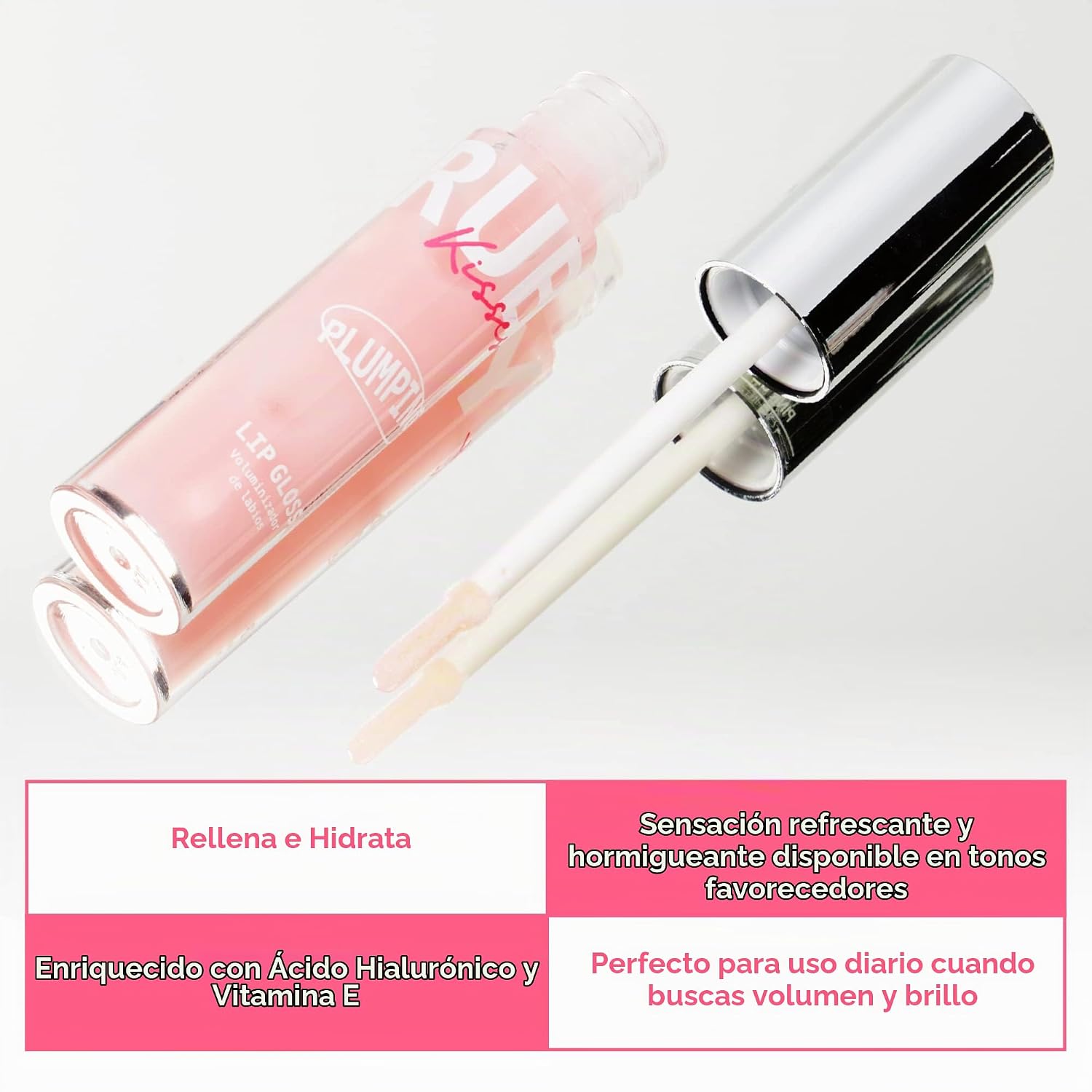 RUBY KISSES PLUMPING BRILLO LABIAL HIDRATANTE, VOLUMINOSO, DE ALTO BRILLO, SIN CRUELDAD ANIMAL, RELLENADOR DE LABIOS, - 3