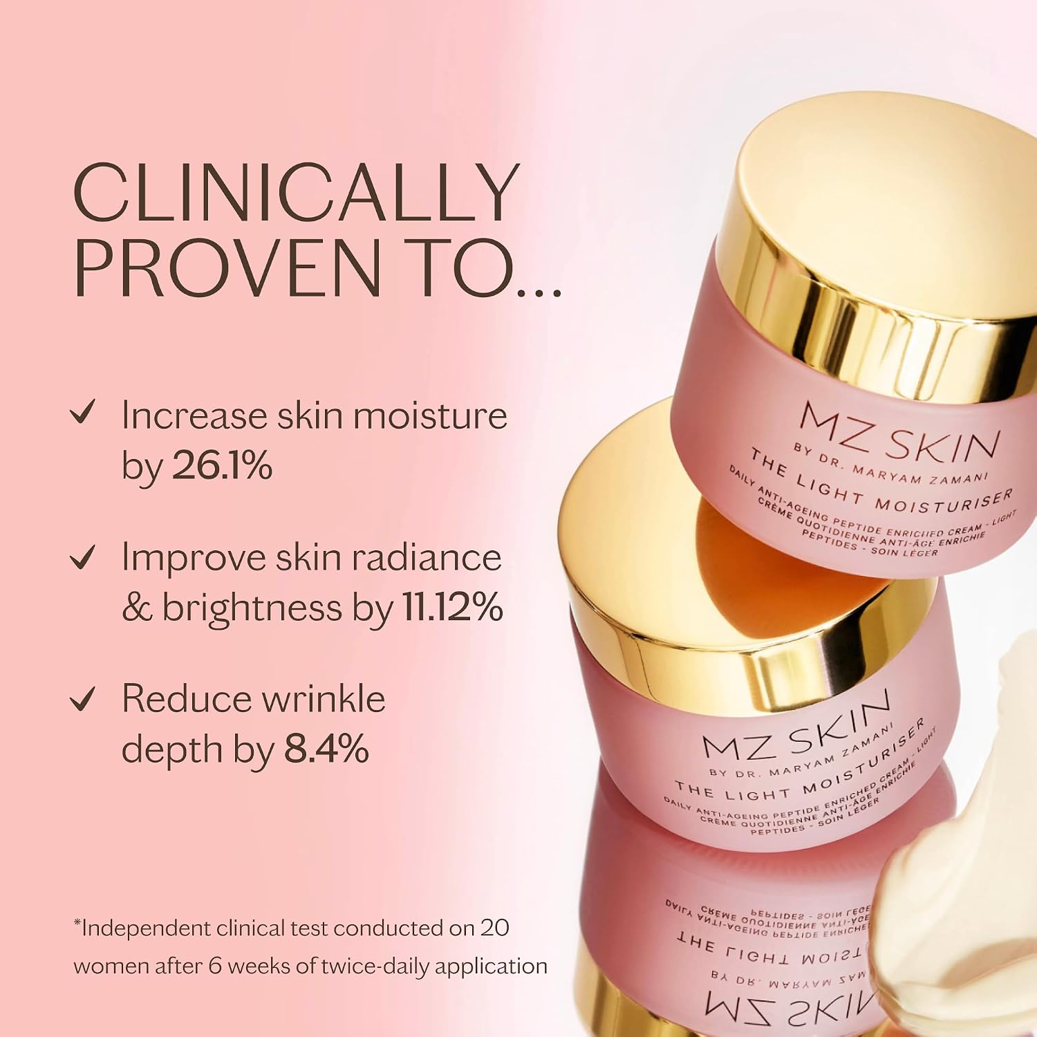 MZ SKIN THE LIGHT CREMA HIDRATANTE FACIAL CREMA FACIAL LIGERA ANTIENVEJECIMIENTO CON ÁCIDO HIALURÓNICO, PÉPTIDOS Y COLÁGENO - 3