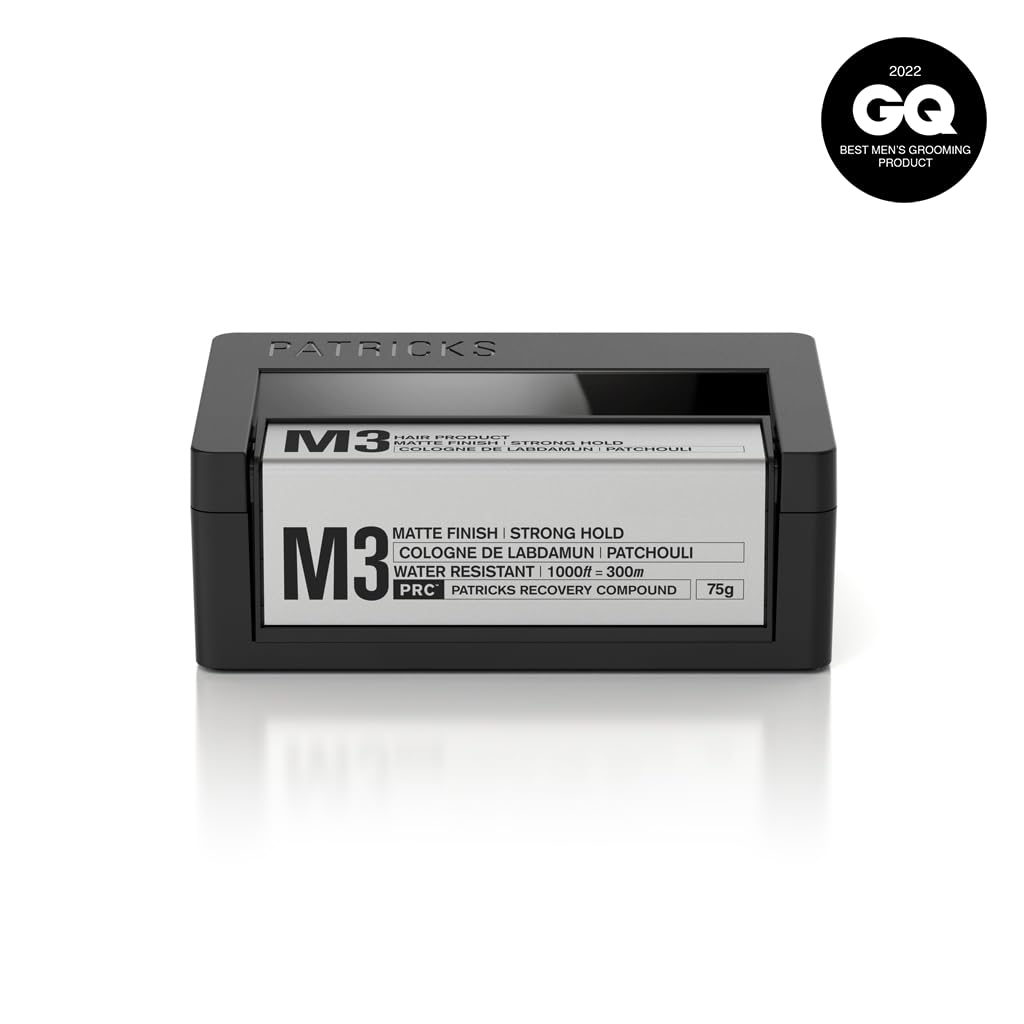PATRICKS M3 - POMADA PARA EL CABELLO CON ACABADO MATE PARA HOMBRES, ESTILO DE SUJECIÓN FUERTE Y CONTROL RESISTENTE AL AGUA - 3