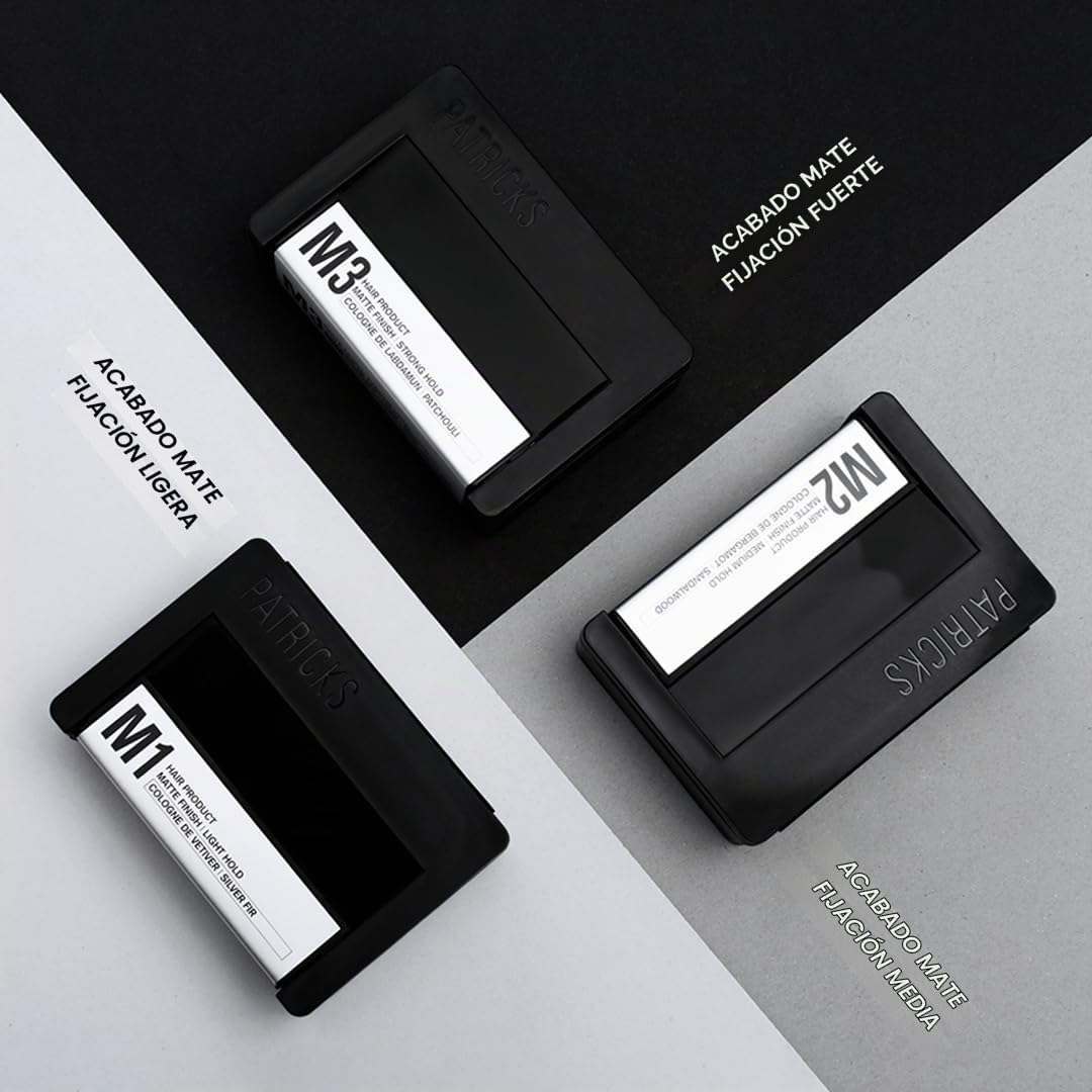 PATRICKS M3 - POMADA PARA EL CABELLO CON ACABADO MATE PARA HOMBRES, ESTILO DE SUJECIÓN FUERTE Y CONTROL RESISTENTE AL AGUA - 6