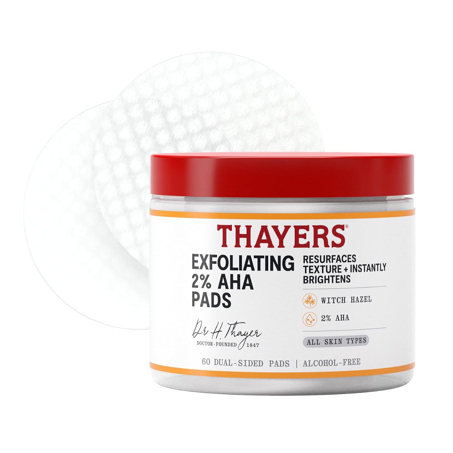 THAYERS ALMOHADILLAS DE TÓNER EXFOLIANTE AHA AL 2%, ALMOHADILLAS EXFOLIANTES DE DOBLE CARA CON HAMAMELIS, ÁCIDO GLICÓLICO - 1
