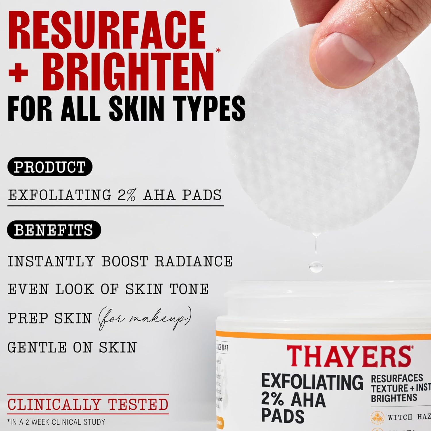 THAYERS ALMOHADILLAS DE TÓNER EXFOLIANTE AHA AL 2%, ALMOHADILLAS EXFOLIANTES DE DOBLE CARA CON HAMAMELIS, ÁCIDO GLICÓLICO - 2