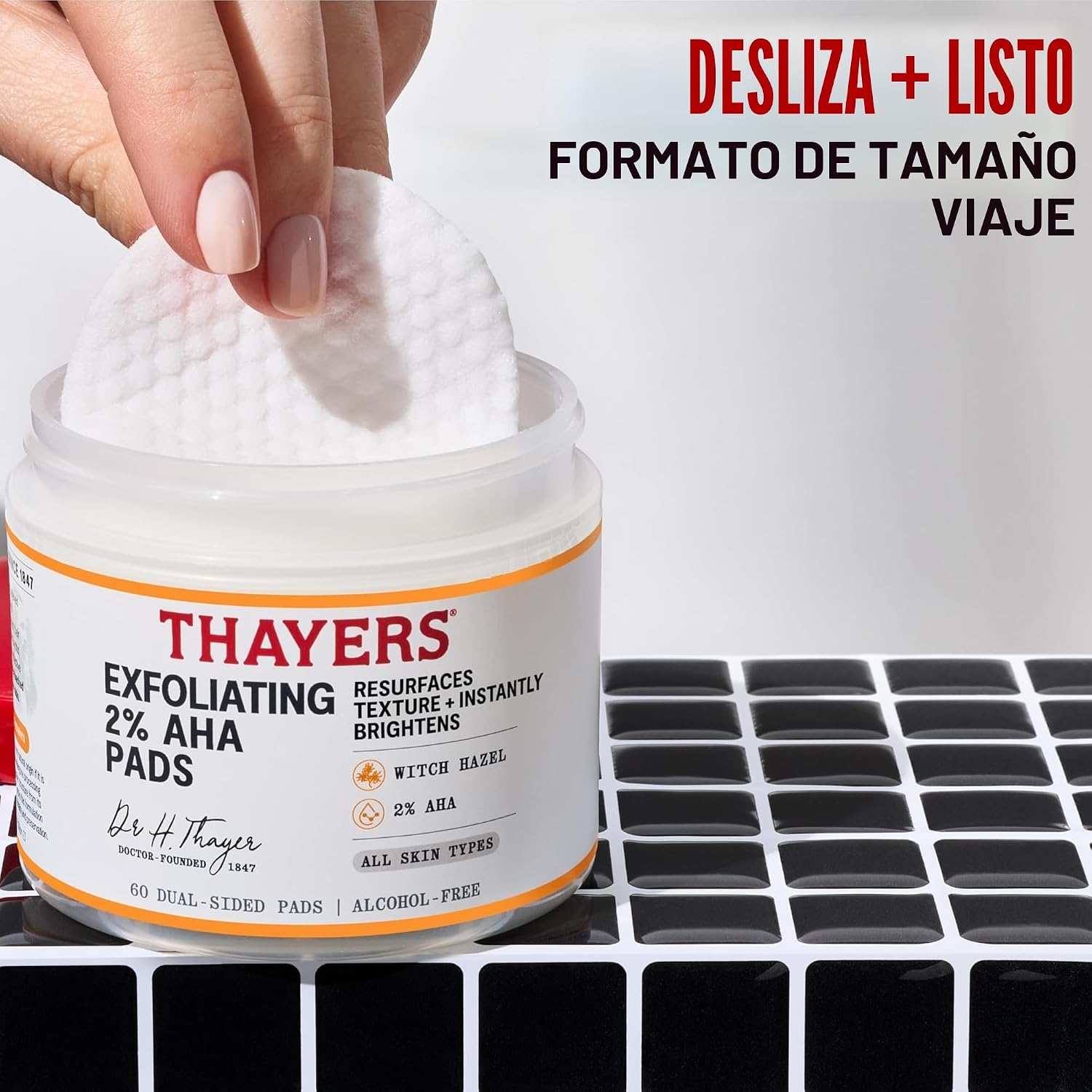THAYERS ALMOHADILLAS DE TÓNER EXFOLIANTE AHA AL 2%, ALMOHADILLAS EXFOLIANTES DE DOBLE CARA CON HAMAMELIS, ÁCIDO GLICÓLICO - 7