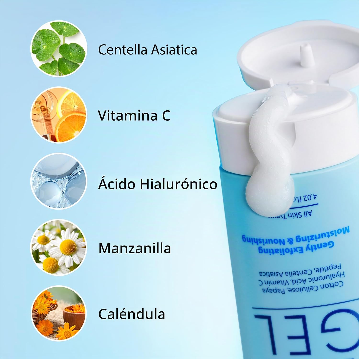 EBANEL EXFOLIANTE FACIAL EXFOLIANTE GEL PEELING CON ALOE, MIEL, PÉPTIDOS, 4.12 OZ 4.1 FL OZ - 5