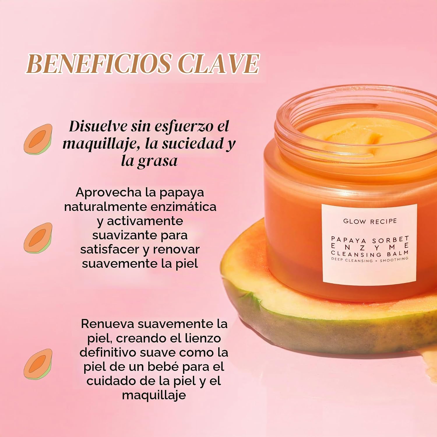 BRILLO GLOW RECIPE BÁLSAMO LIMPIADOR ENZIMÁTICO DE PAPAYA, LIMPIADOR COREANO DE DOBLE LIMPIEZA, REMOVEDOR DE MAQUILLAJE - 2