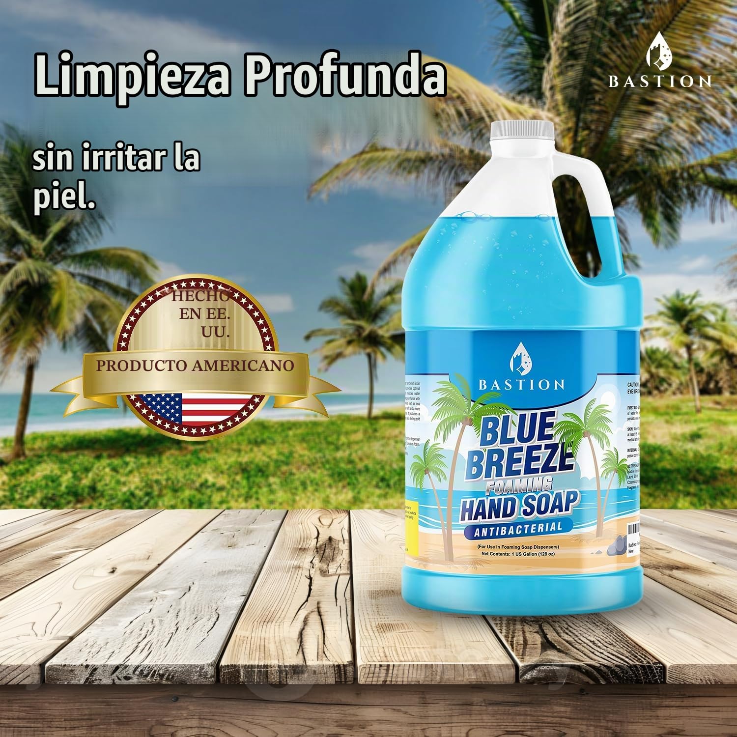 BASTION BLUE BREEZE - RECAMBIO DE JABÓN DE MANOS ANTIBACTERIANO EN ESPUMA A GRANEL 1 GALÓN 128 ONZAS DE ESPUMA RICA FÓRMULA - 6