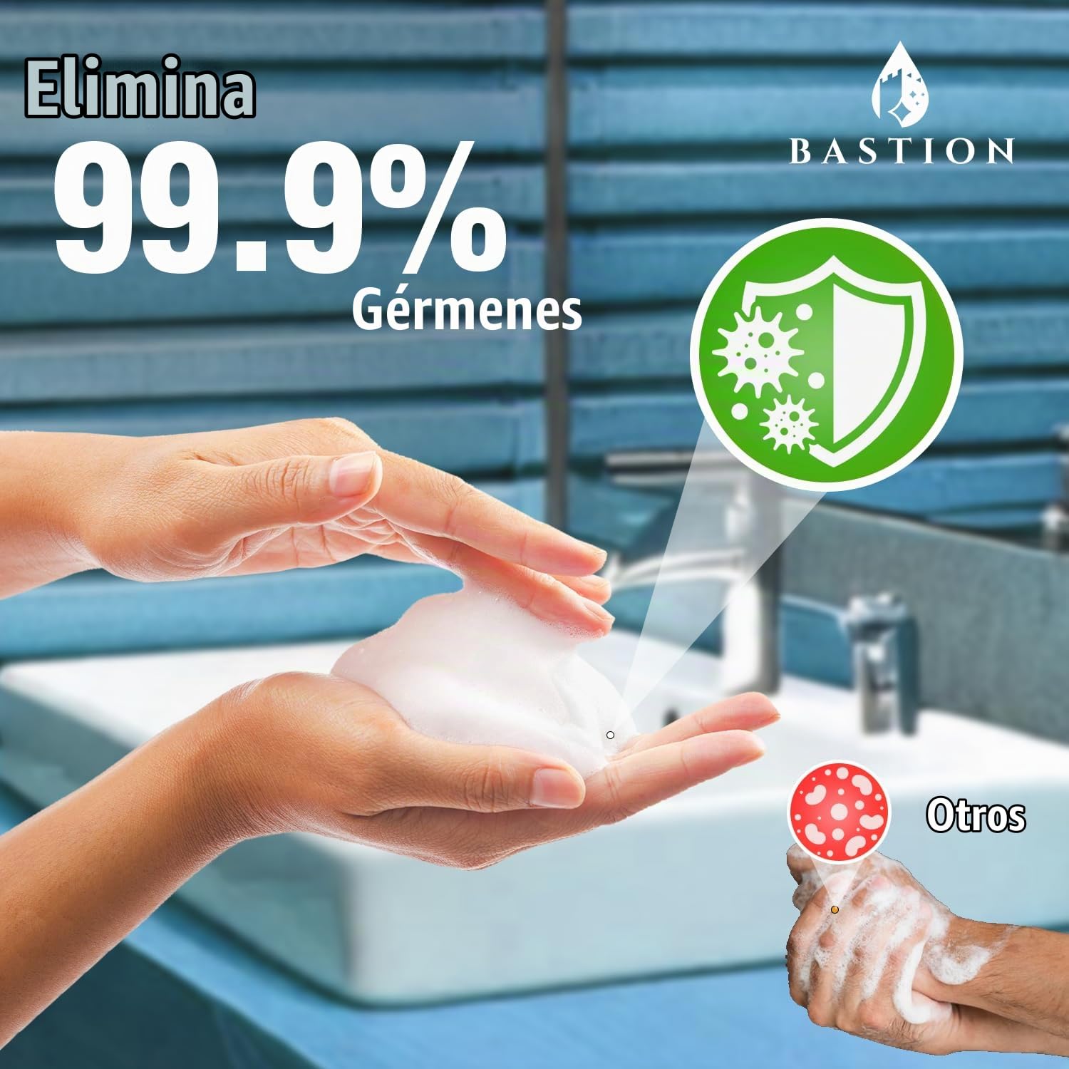 BASTION BLUE BREEZE - RECAMBIO DE JABÓN DE MANOS ANTIBACTERIANO EN ESPUMA A GRANEL 1 GALÓN 128 ONZAS DE ESPUMA RICA FÓRMULA - 7