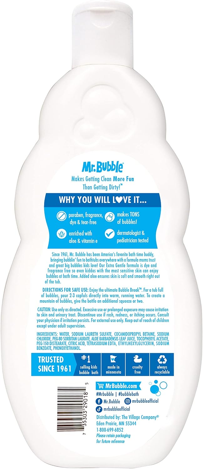 MR. BUBBLE BAÑO DE BURBUJAS EXTRA SUAVE, HIPOALERGÉNICO, SIN DESGARROS, SOLUCIÓN DE BAÑO DE BURBUJAS PERFECTA PARA PIELES - 3